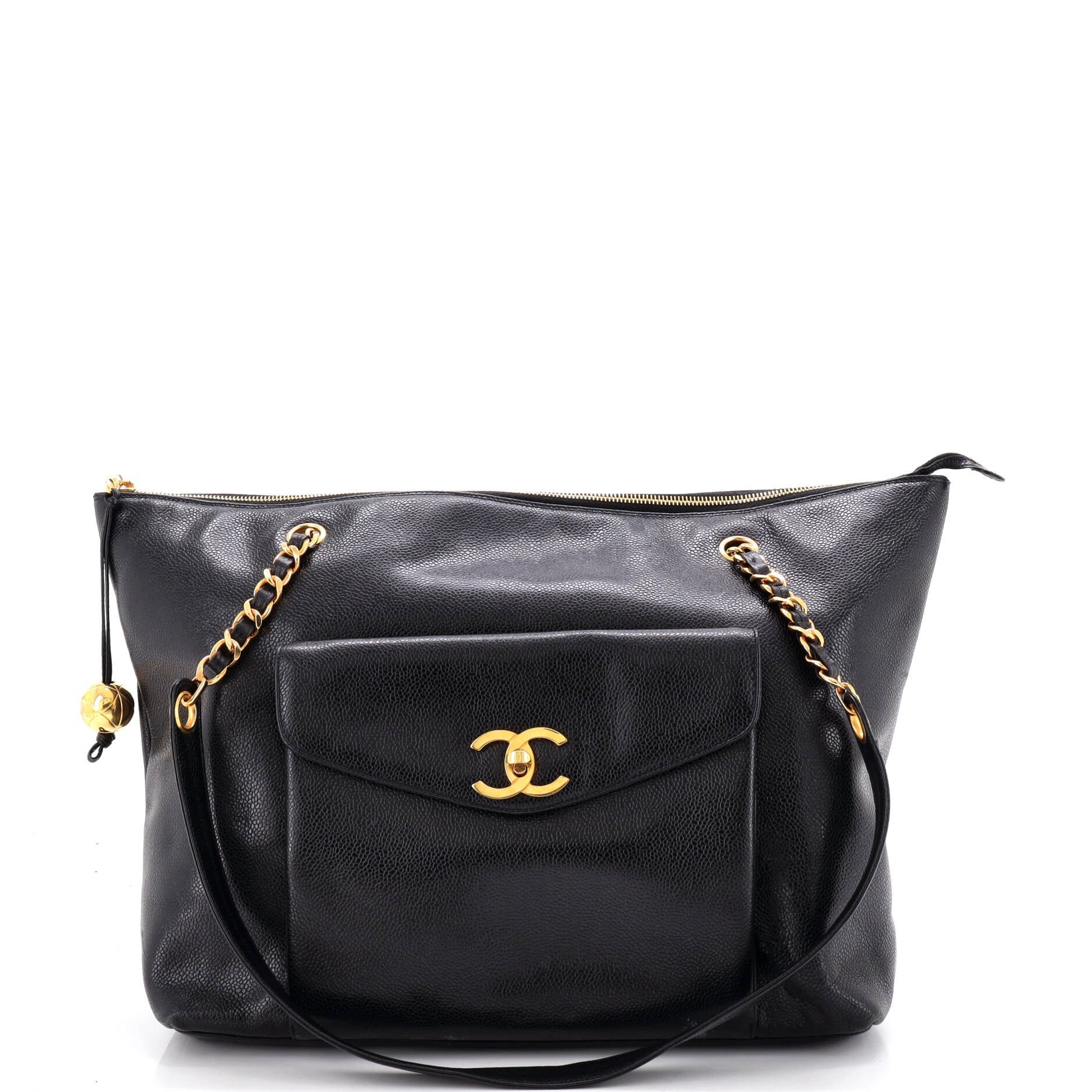 Vintage Front Pocket Tote Caviar Medium