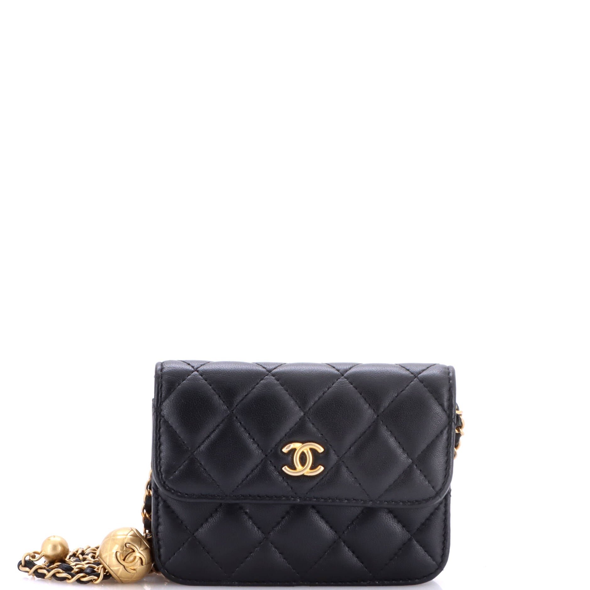 Pearl Crush Flap Clutch with Chain Quilted Lambskin Mini