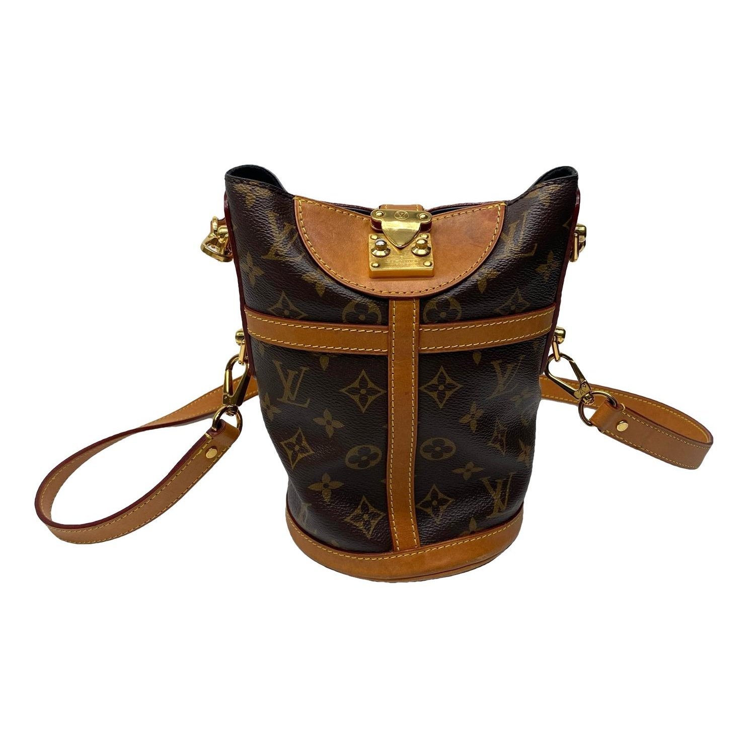 Duffle leather handbag
