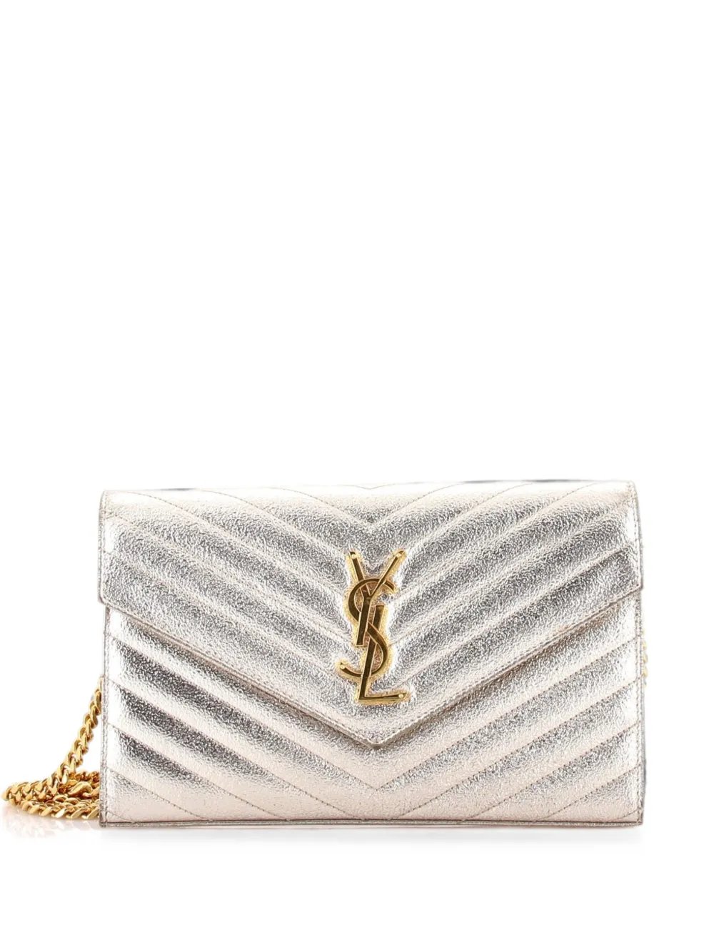 Classic Monogram Wallet on Chain Matelasse Chevron Metallic Leather Medium crossbody bag