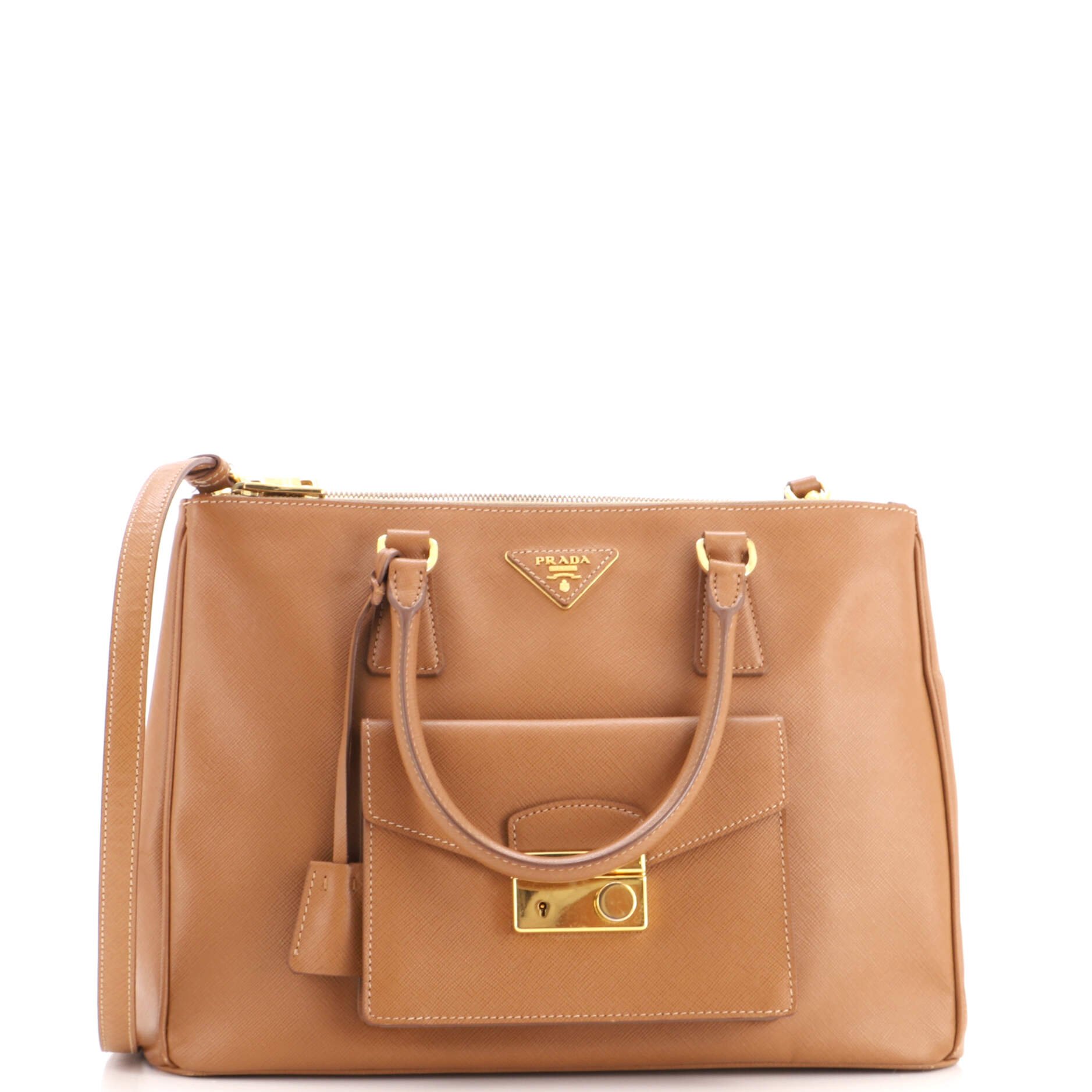 Front Pocket Double Zip Lux Tote Saffiano Leather Medium
