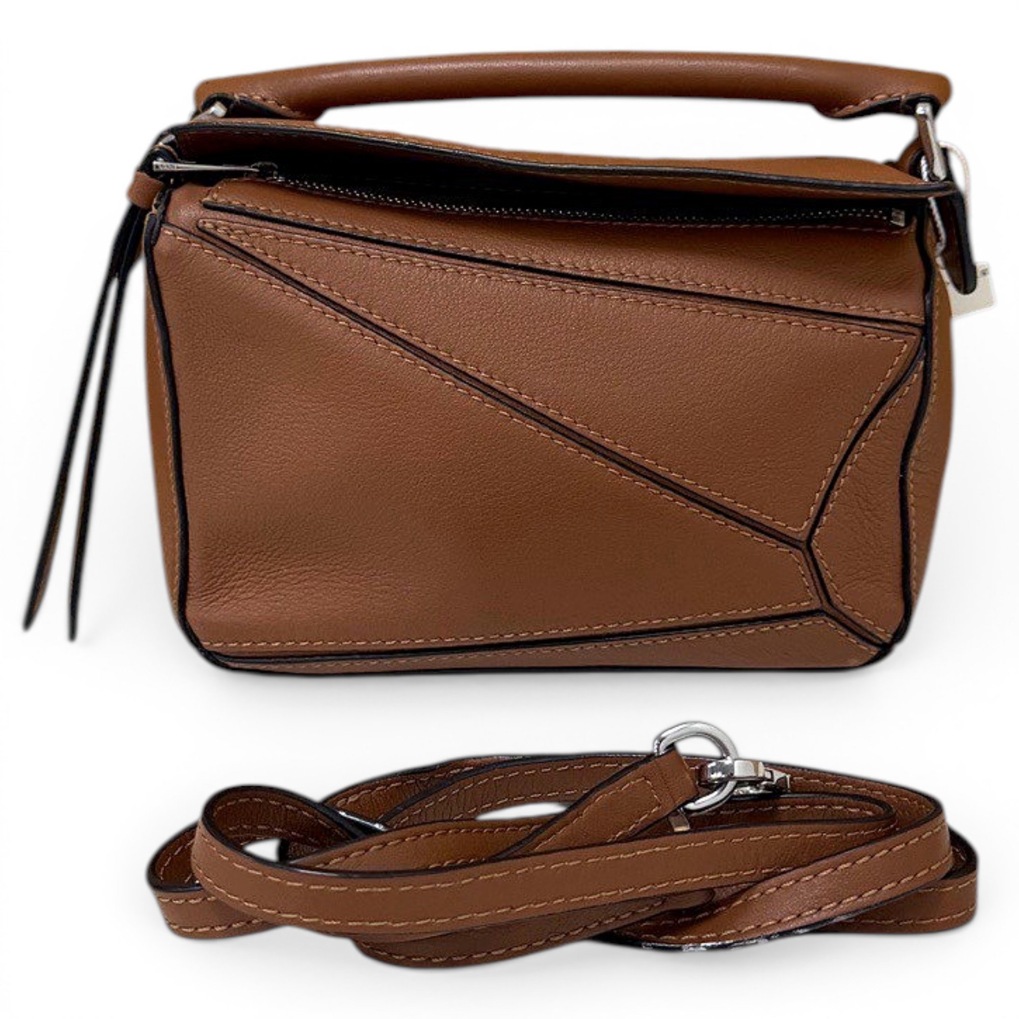 Puzzle leather handbag