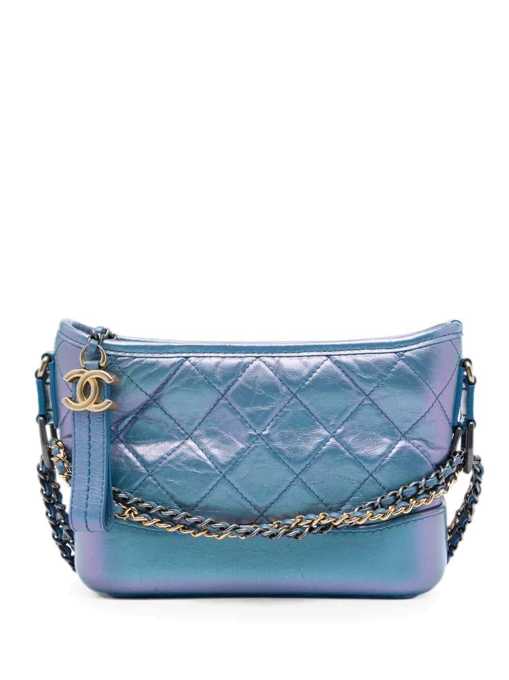 2019 Small Quilted Iridescent Aged Calfskin Gabrielle Hobo crossbody bag