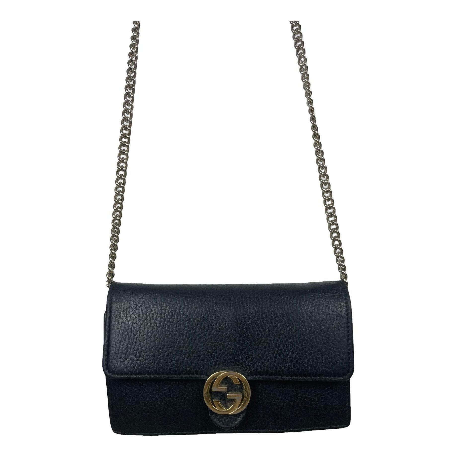 Interlocking leather crossbody bag