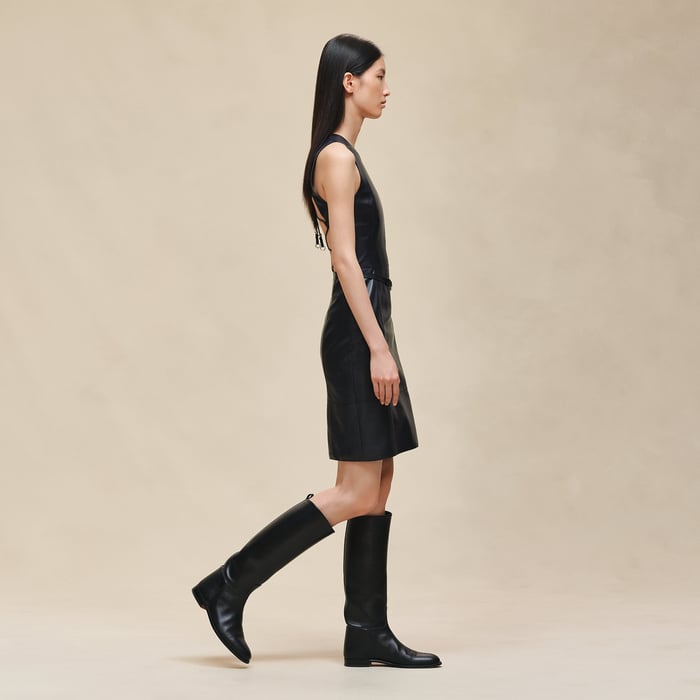 Bleu Noir Dress With Laced Back