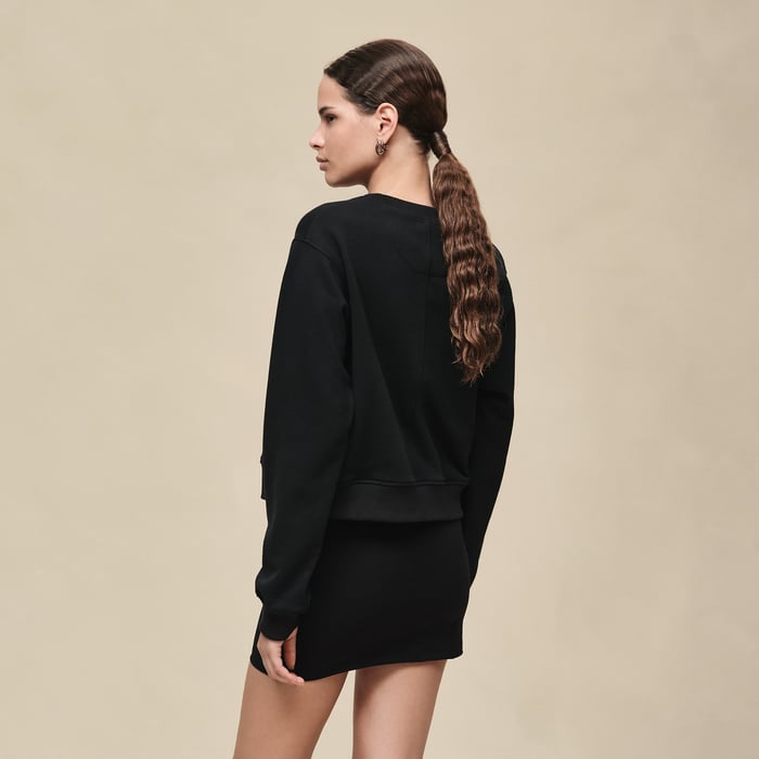 Noir Sweatshirt With Embroidered Darts