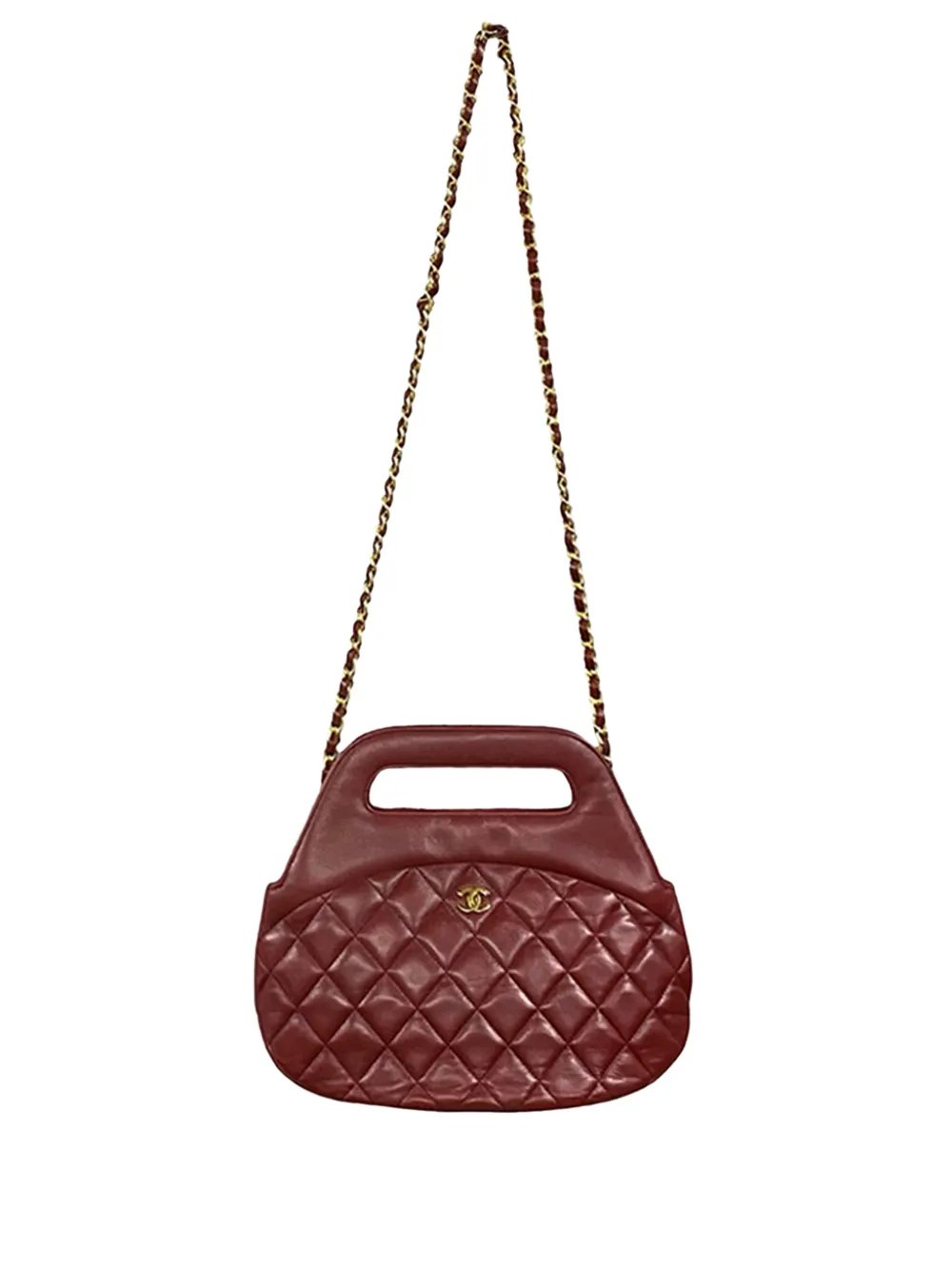 1989-1991 CC Quilted Lambskin Top Handle Round Frame Bag satchel
