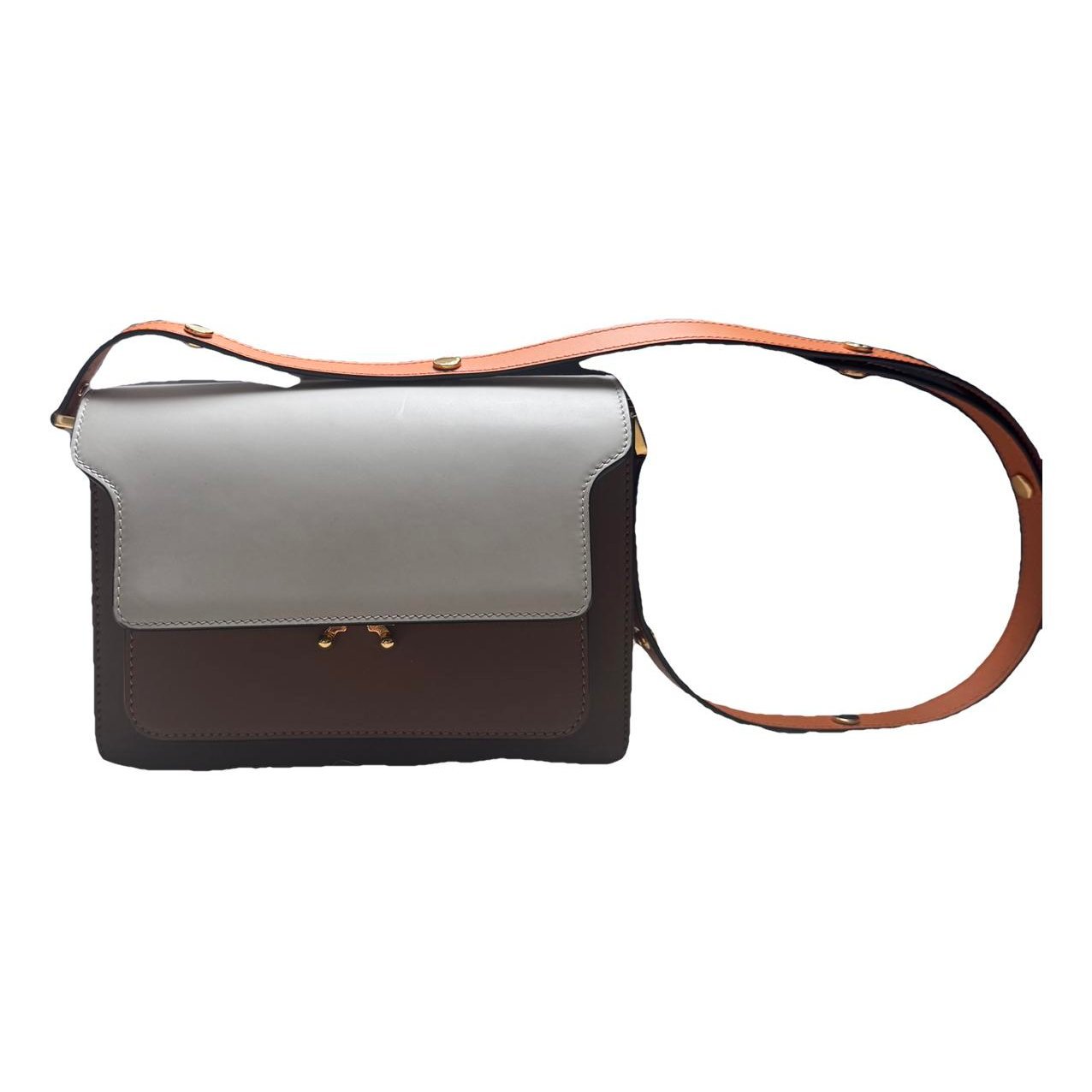 Trunk leather crossbody bag