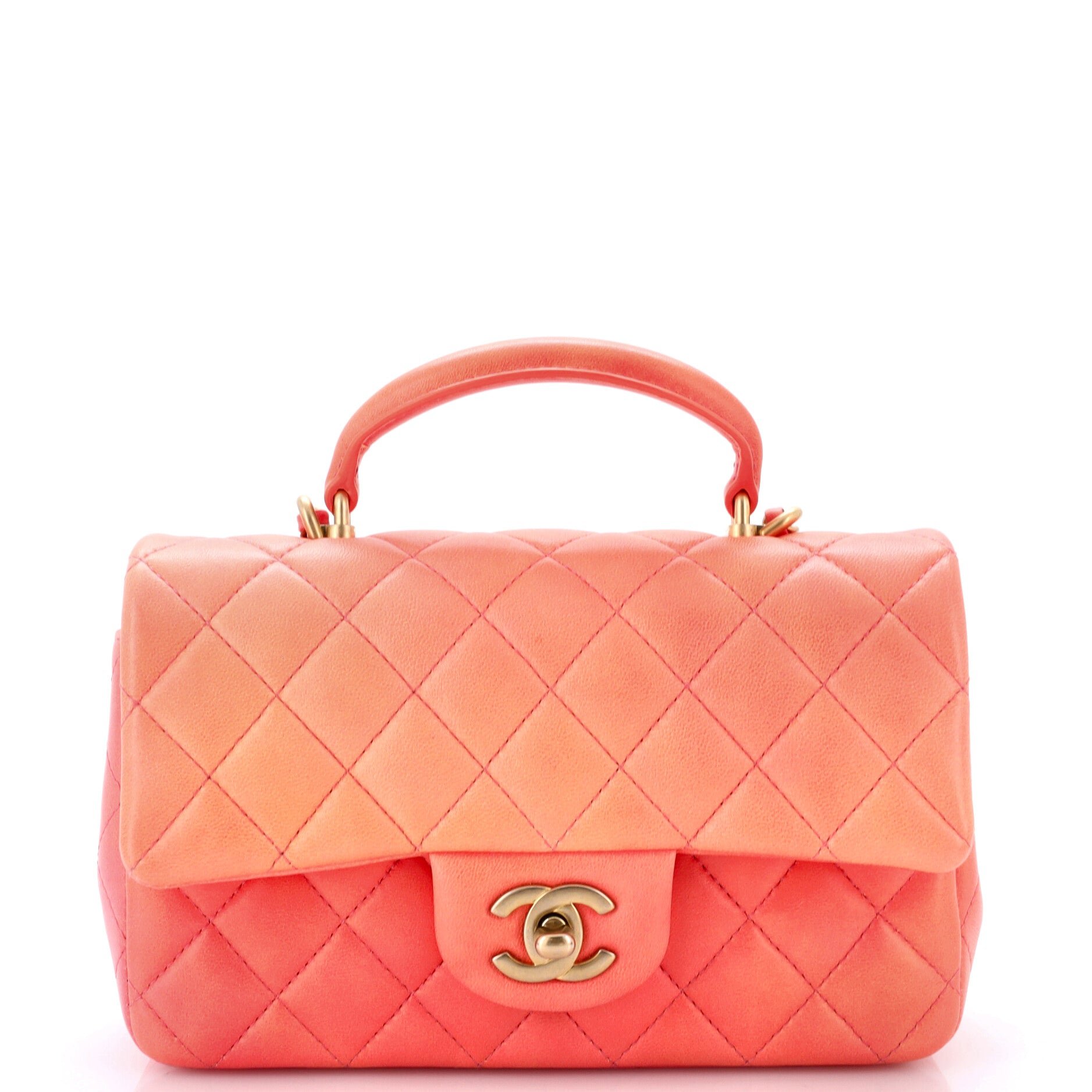 Classic Single Flap Top Handle Bag Quilted Ombre Lambskin Mini