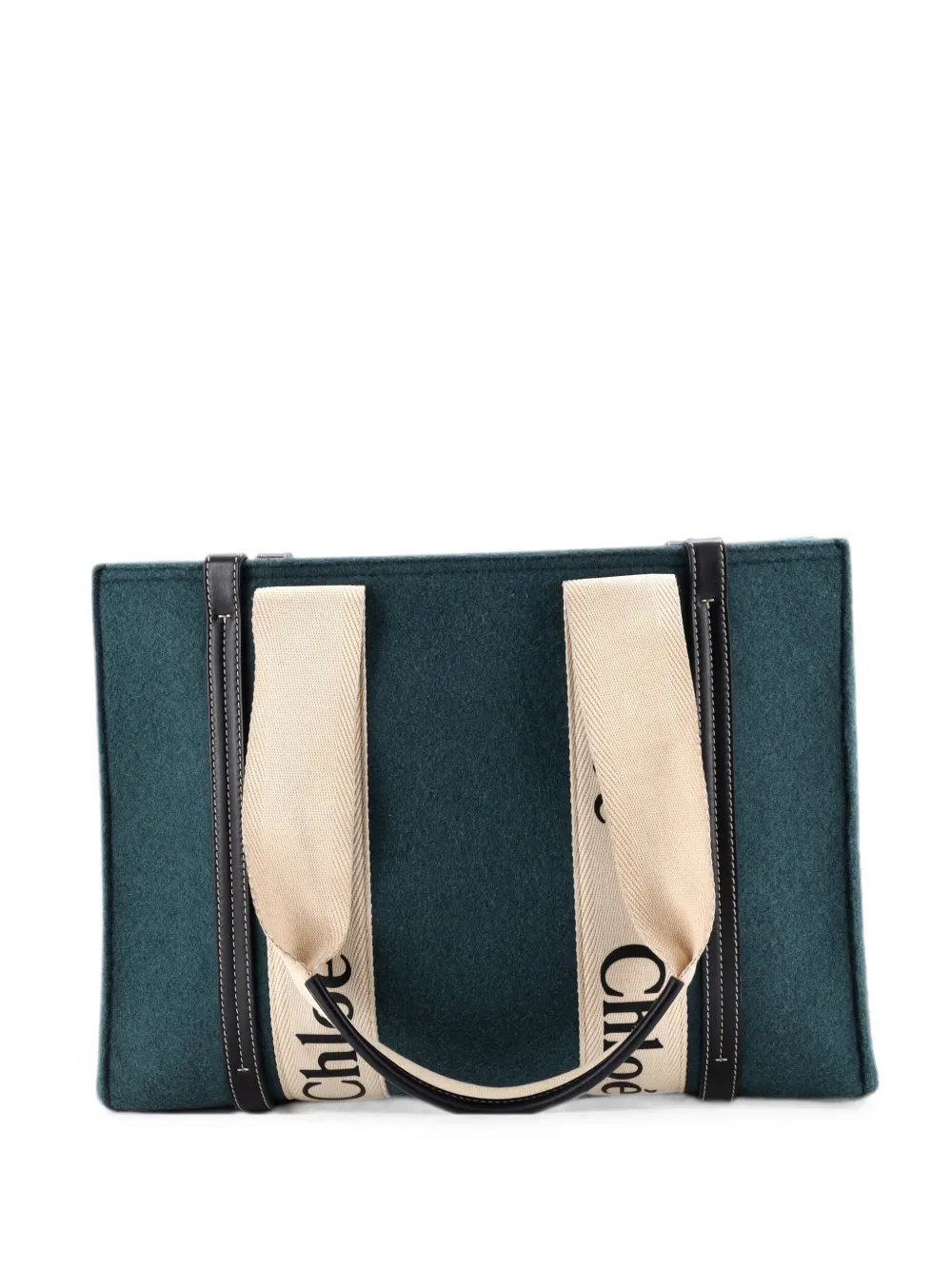 Woody Recycled Felt with Leather and Canvas Medium tote bag