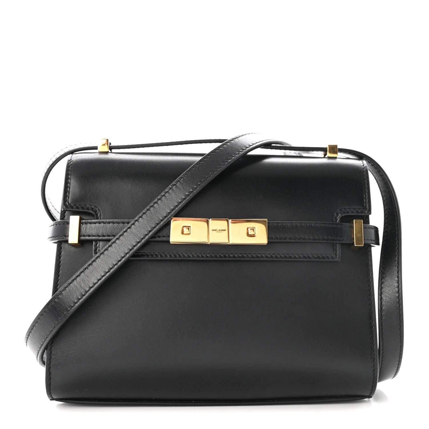 Saint Laurent Smooth Calfskin Mini Manhattan Shoulder Bag Black