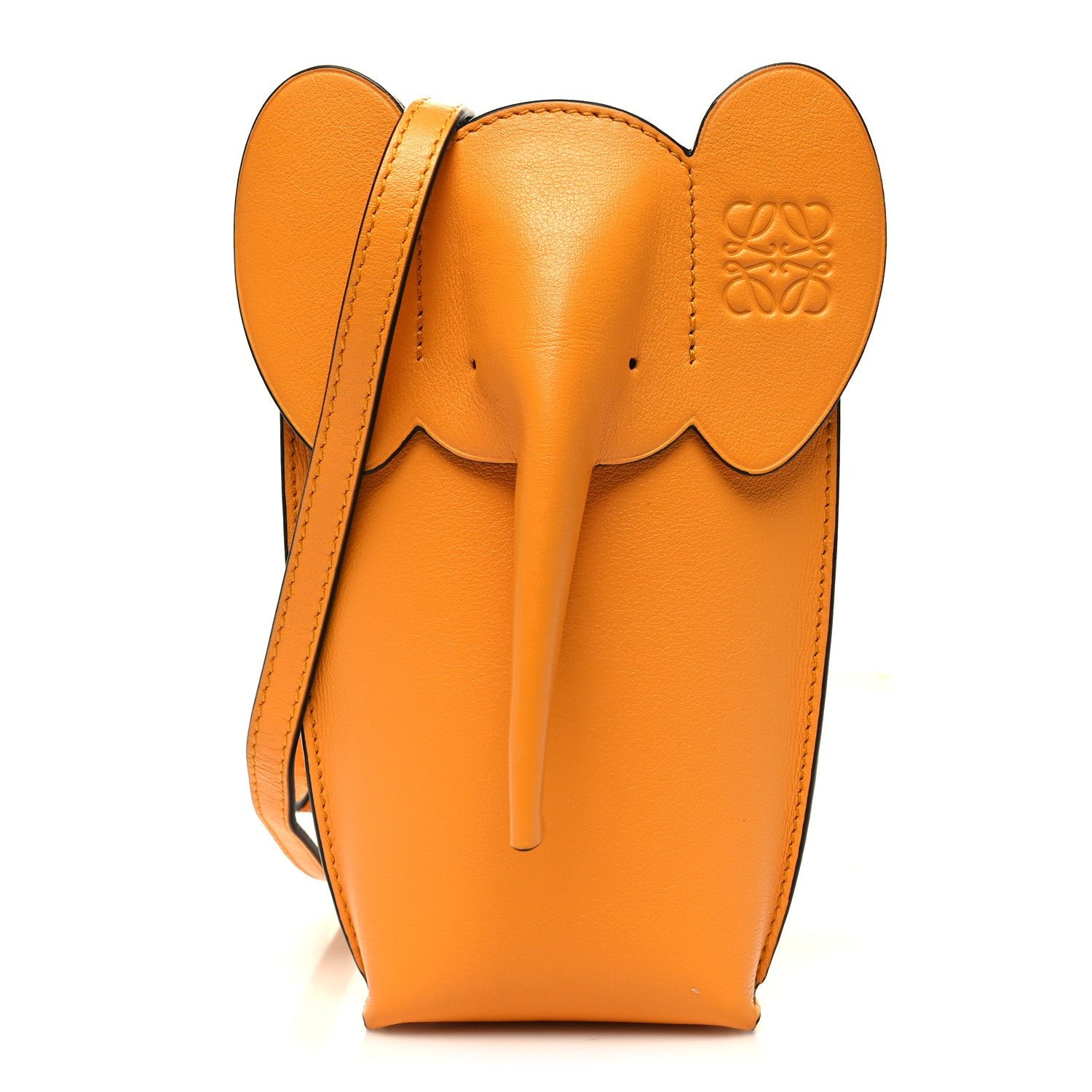 Loewe Calfskin Elephant Pouch Crossbody Bag Mandarin