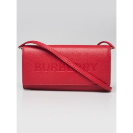 Burberry Burberry Red Pebbled Leather Henley Crossbody Bag