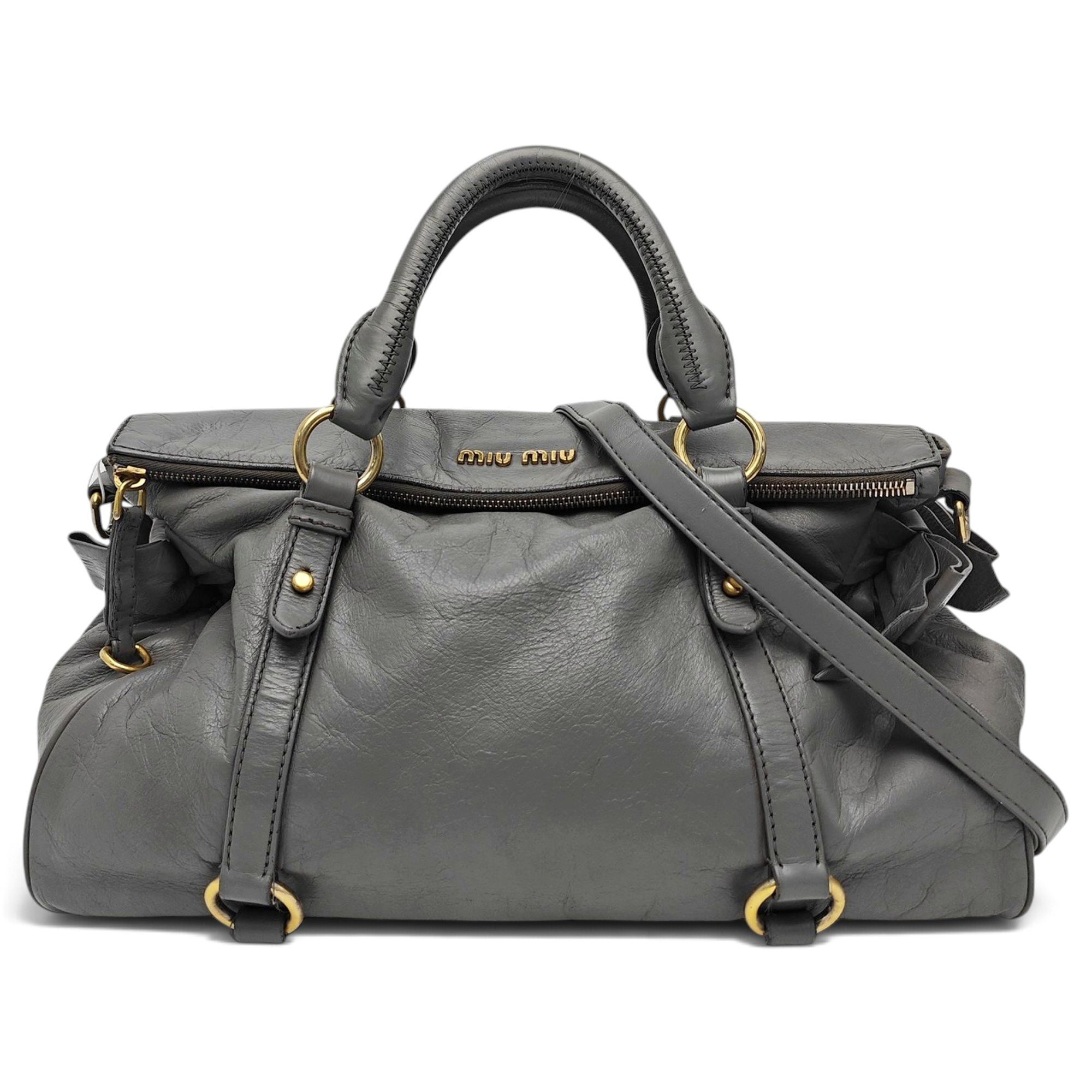 Bow bag leather handbag