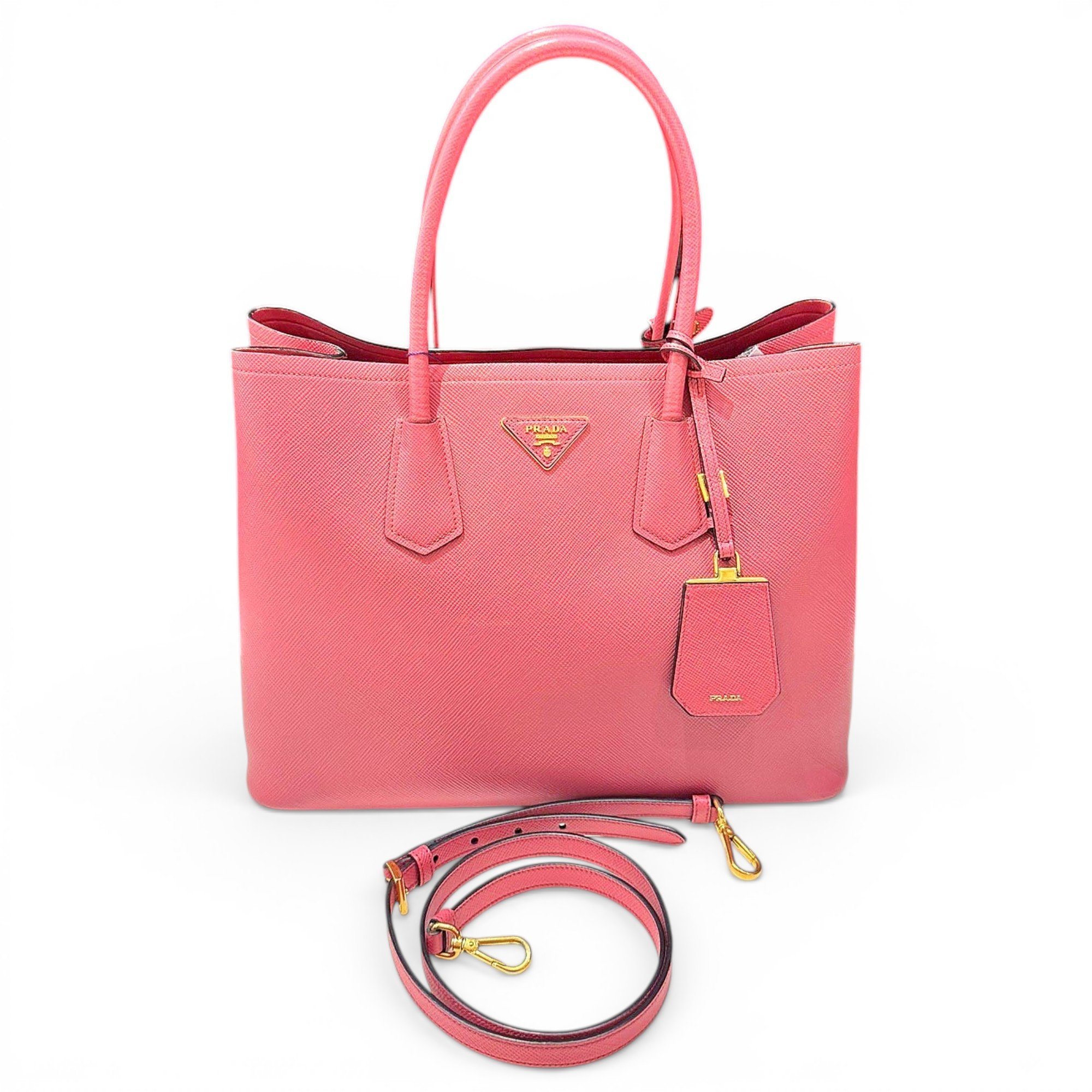 Double leather handbag