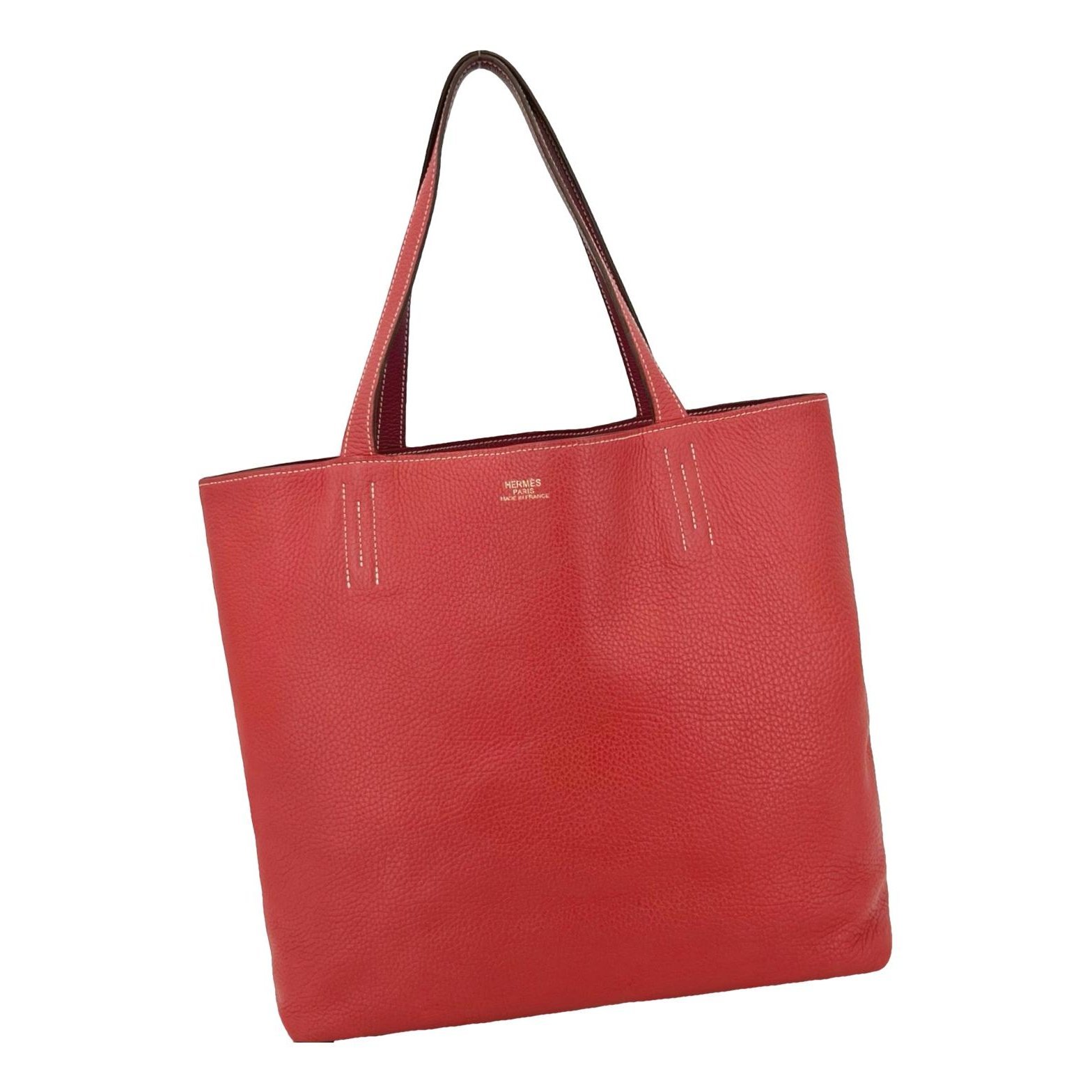 Double sens leather handbag