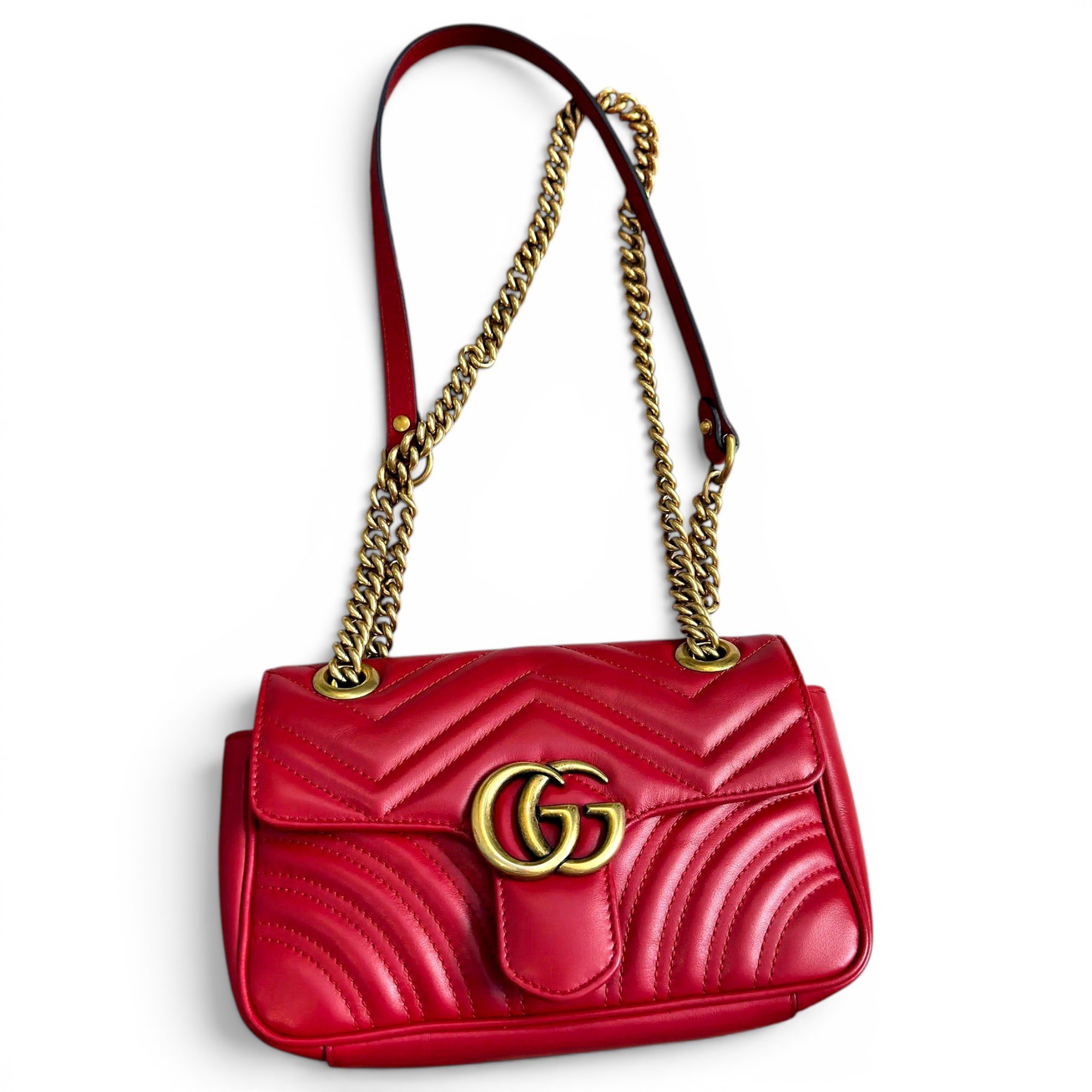 Pearly GG Marmont Flap leather crossbody bag