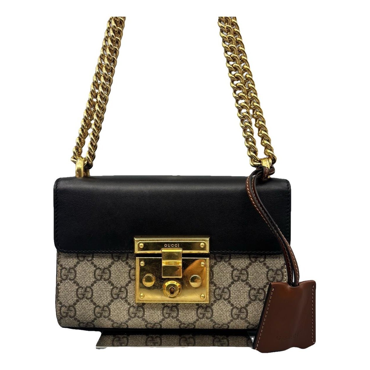 Padlock leather handbag
