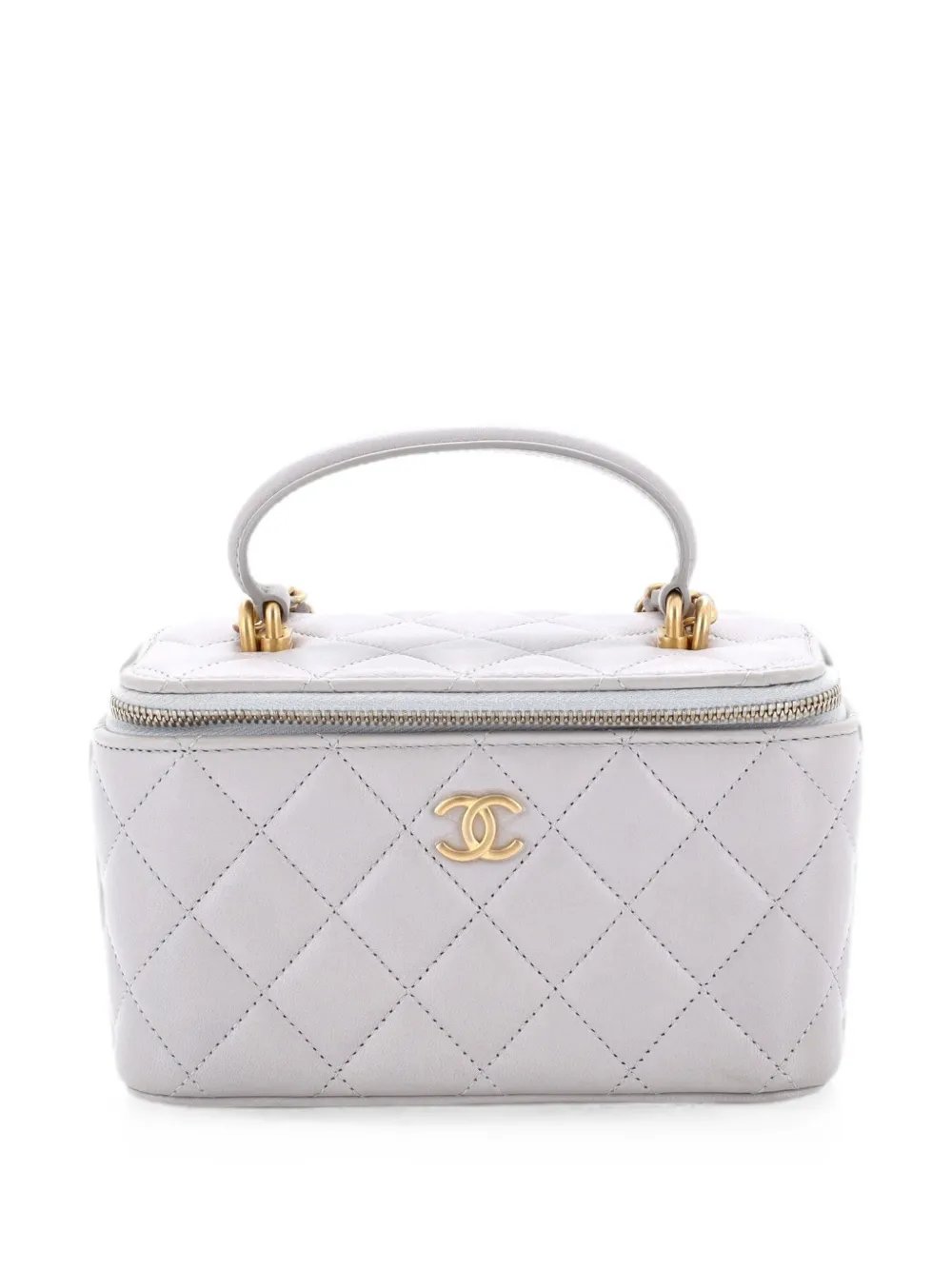 Classic Top Handle Vanity Case with Chain Quilted Lambskin Small crossbody bag