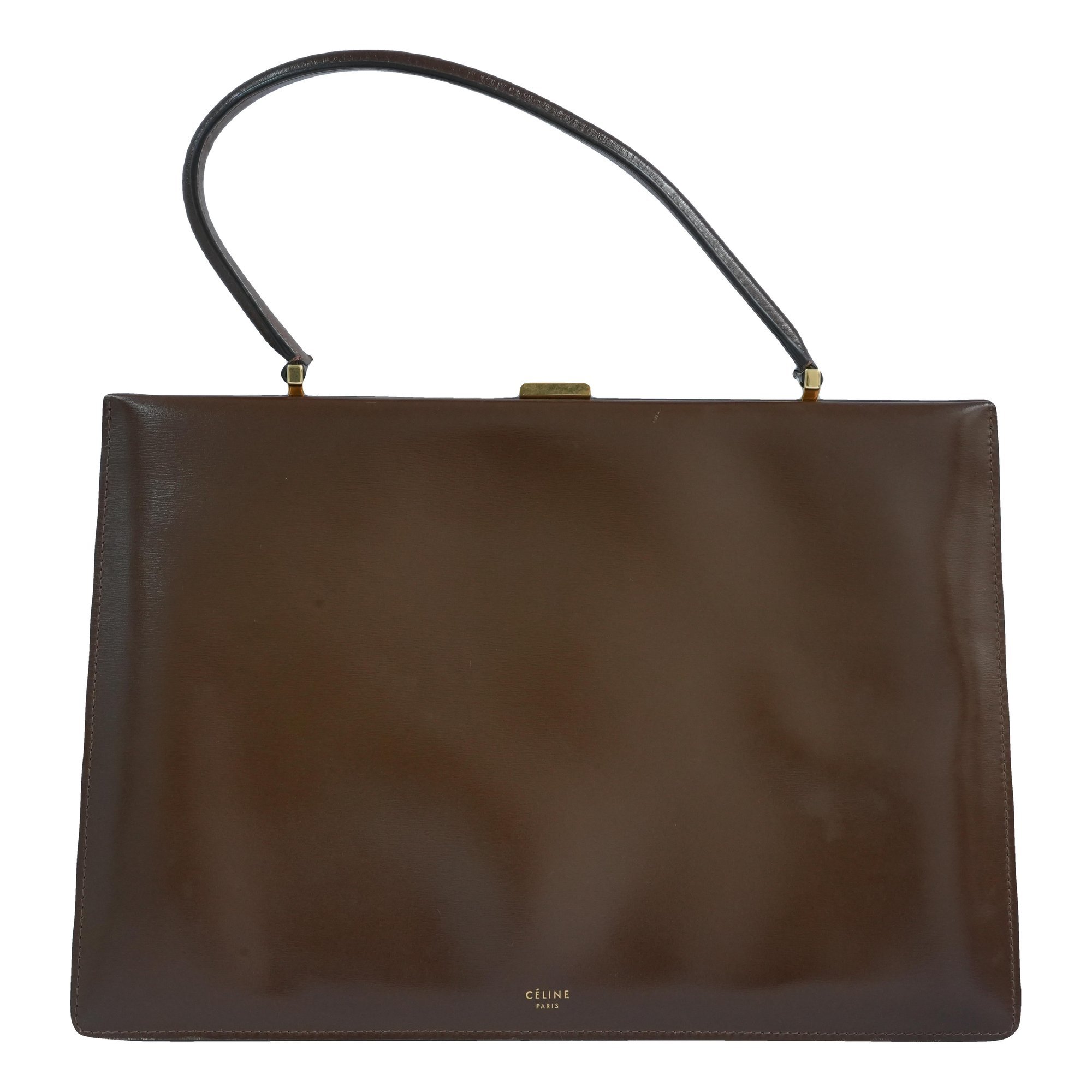 Clasp leather handbag