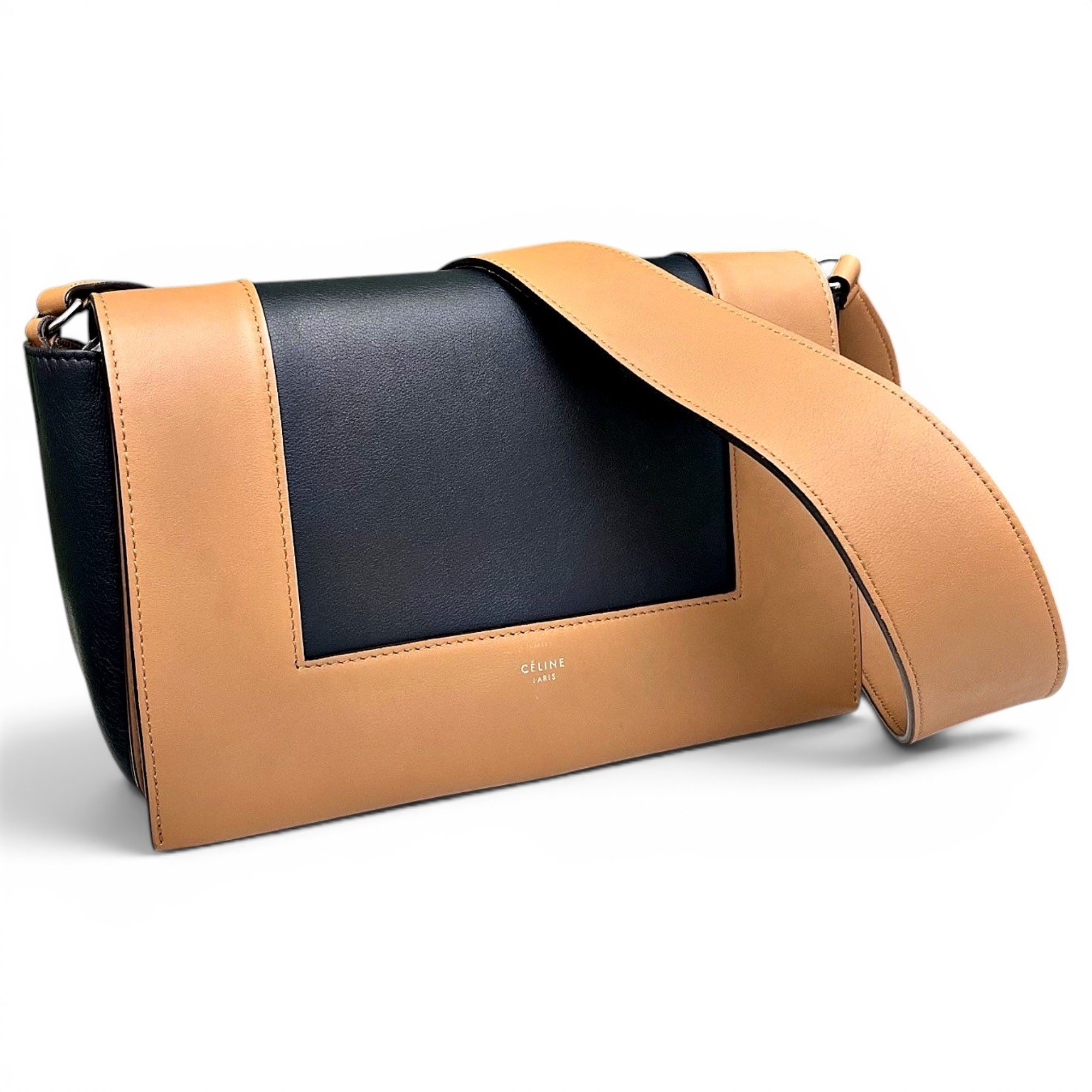 Frame leather handbag