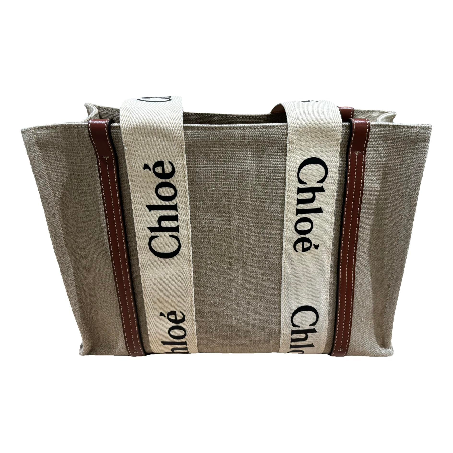 Chloe Woody linen tote