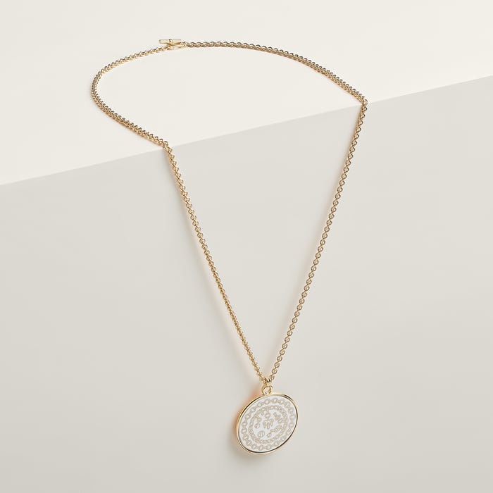 Orfèvre Jaune or Blanc Medaille Chaines Et Gris-gris Necklace, Large Model