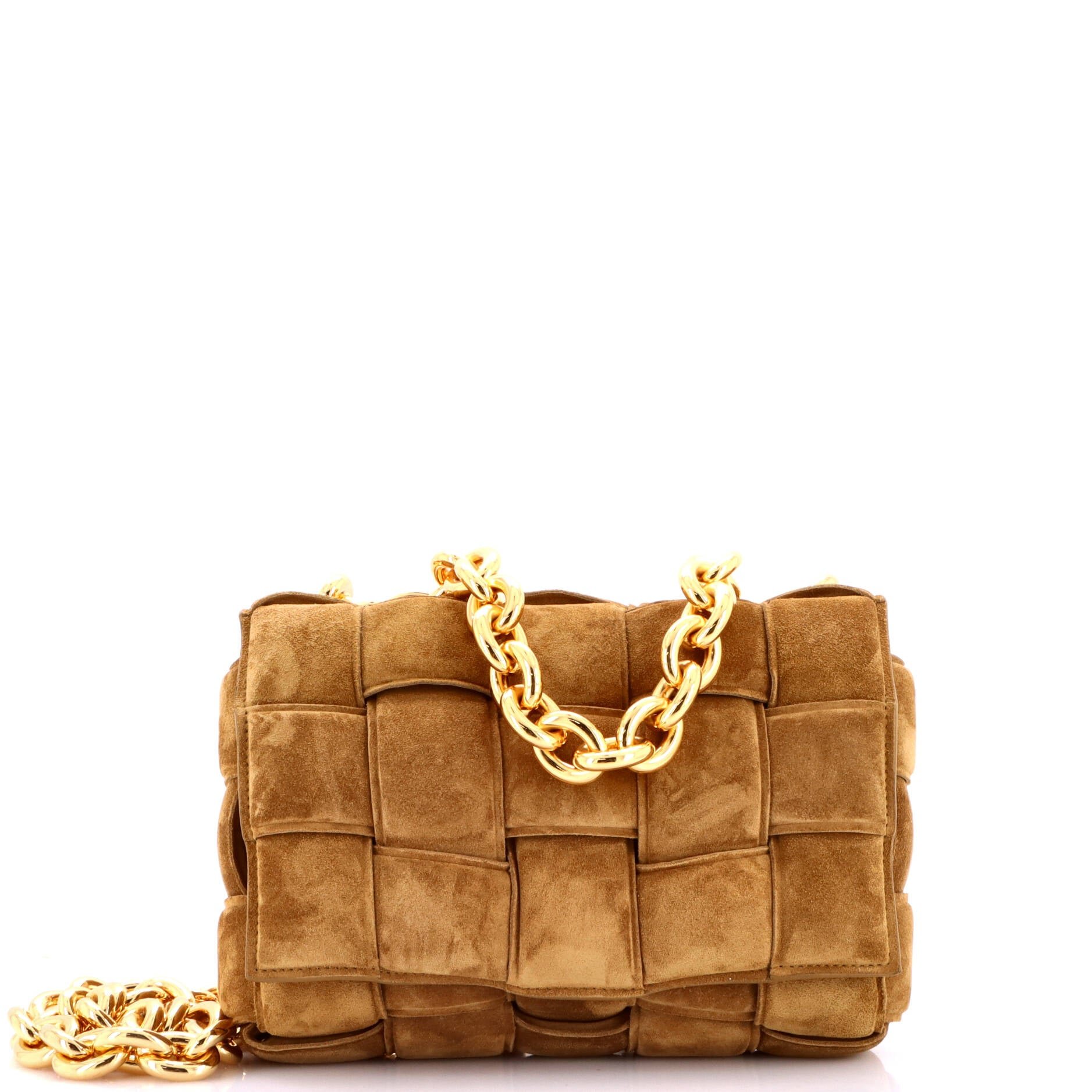 Cassette Chain Crossbody Bag Padded Maxi Intrecciato Suede