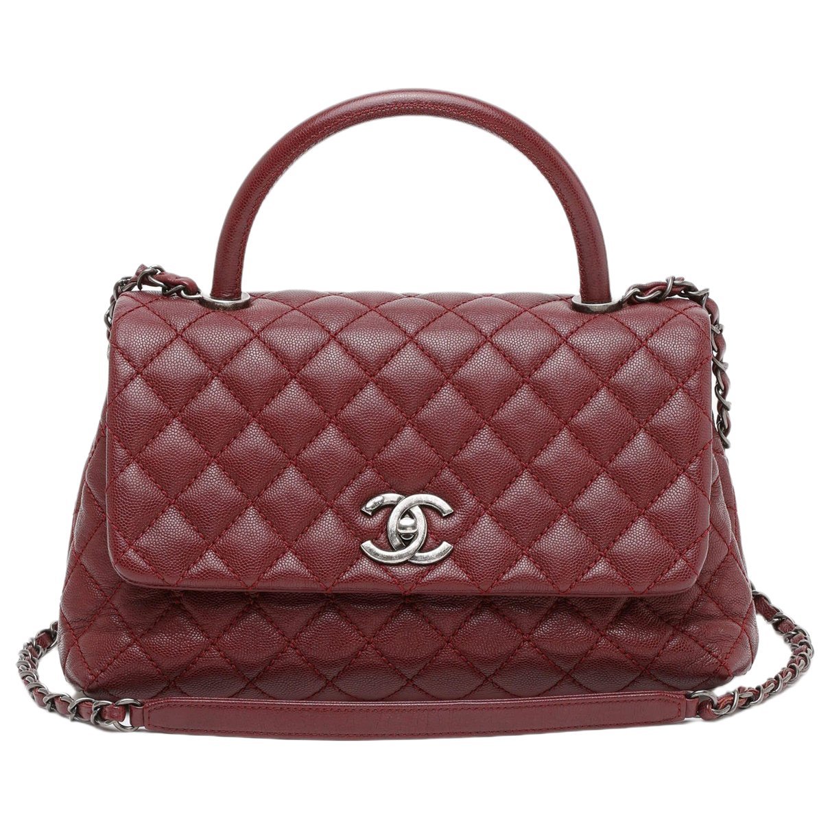 Trendy CC Top Handle leather handbag