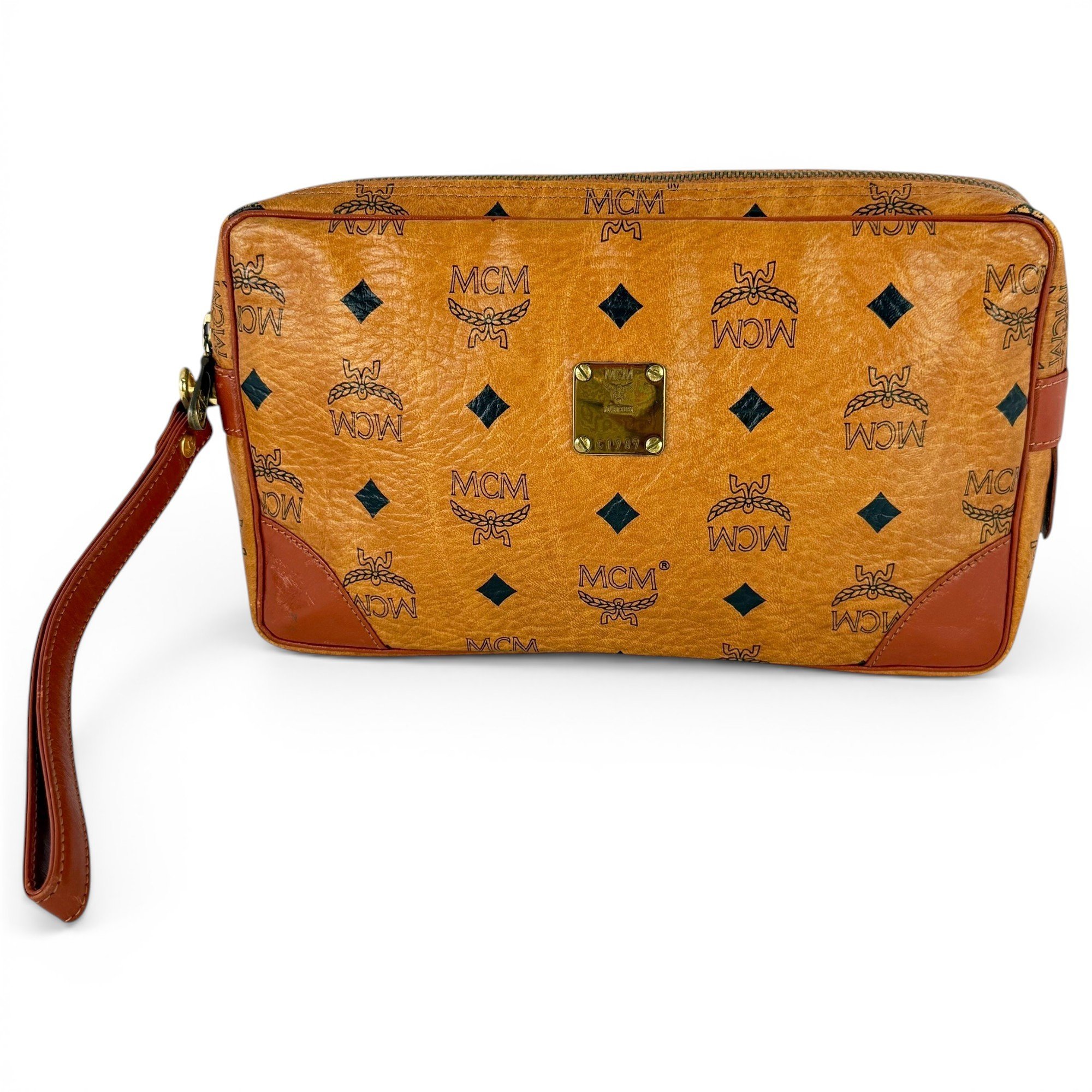 Leather clutch bag