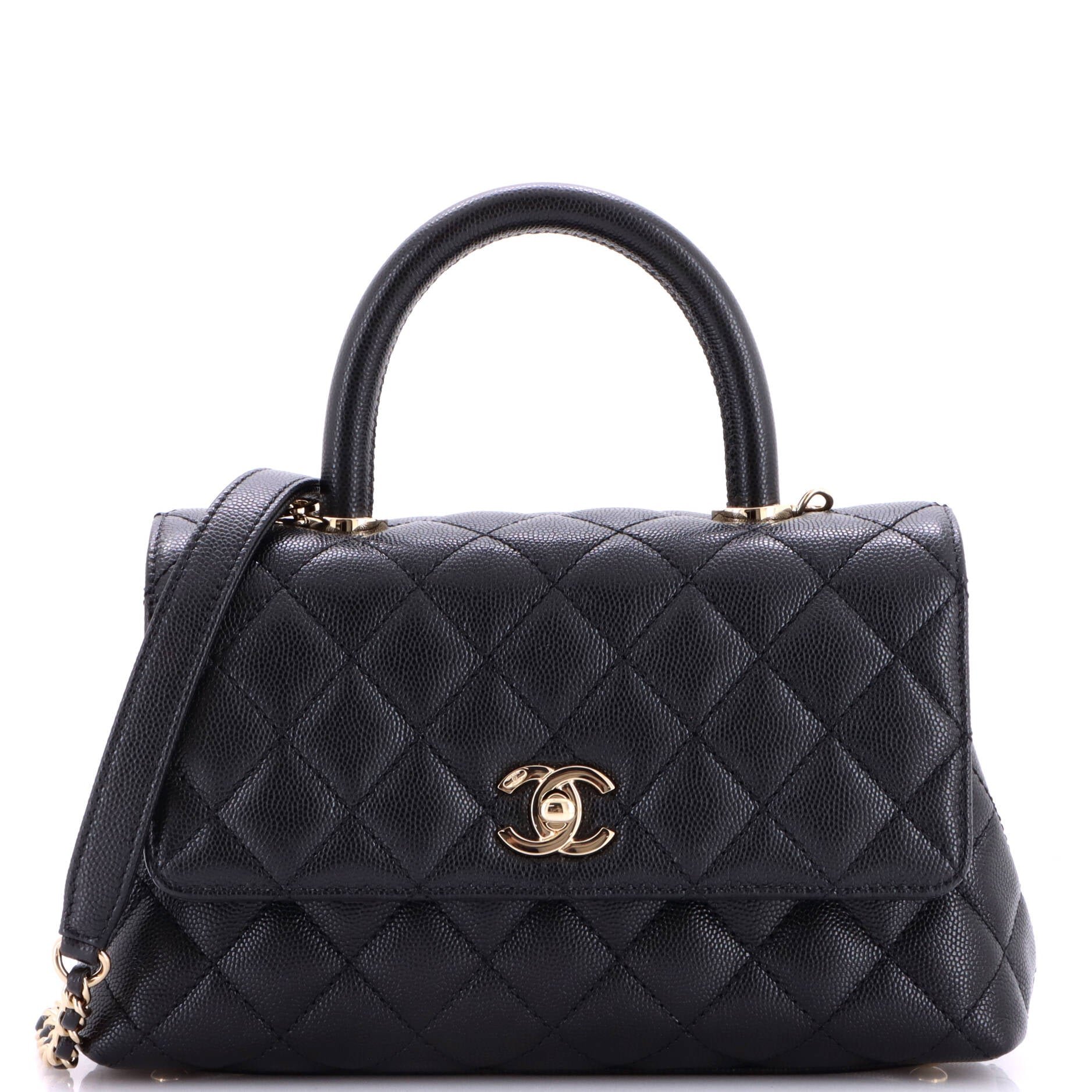 Coco Top Handle Bag Quilted Caviar Mini
