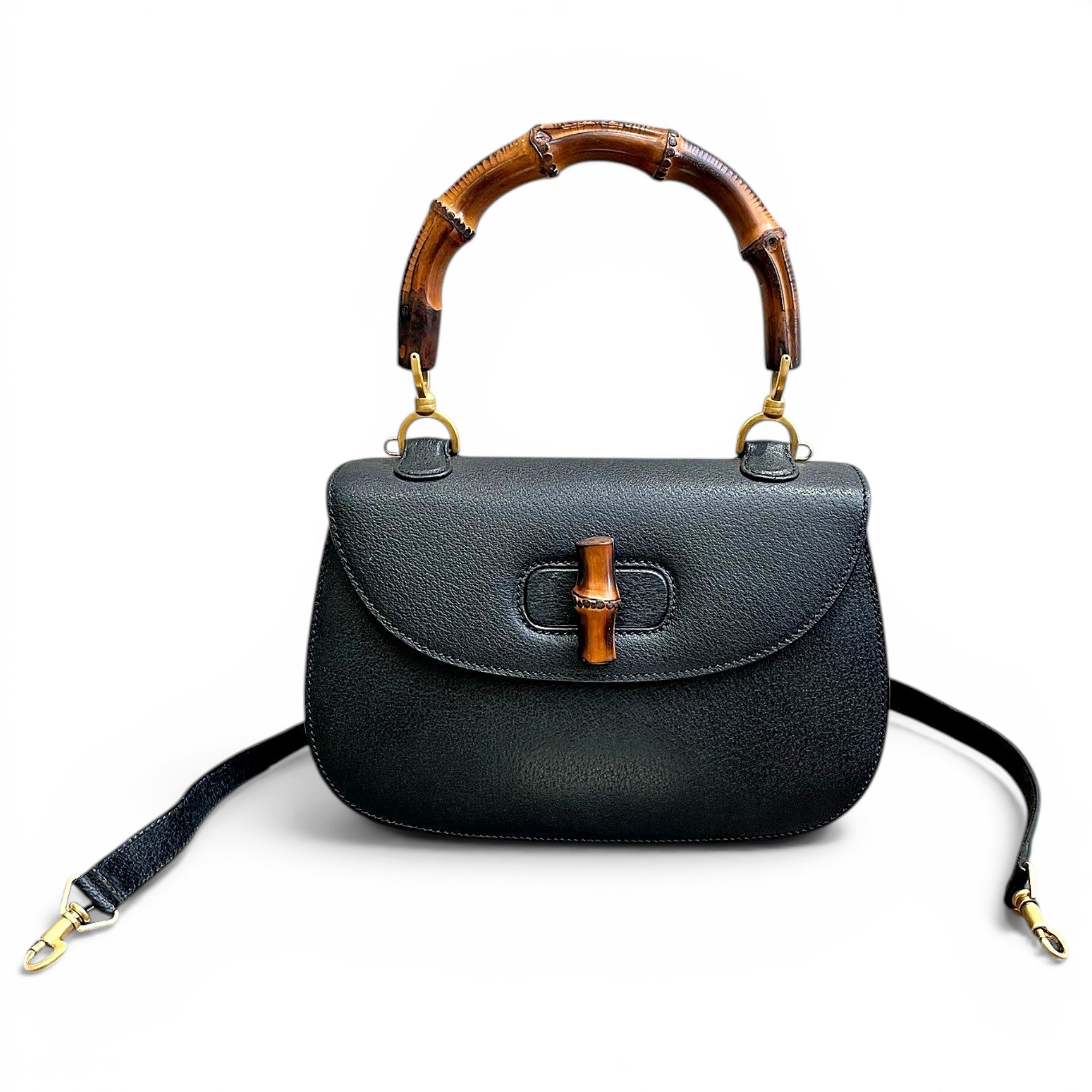 Convertible Bamboo Top Handle leather handbag