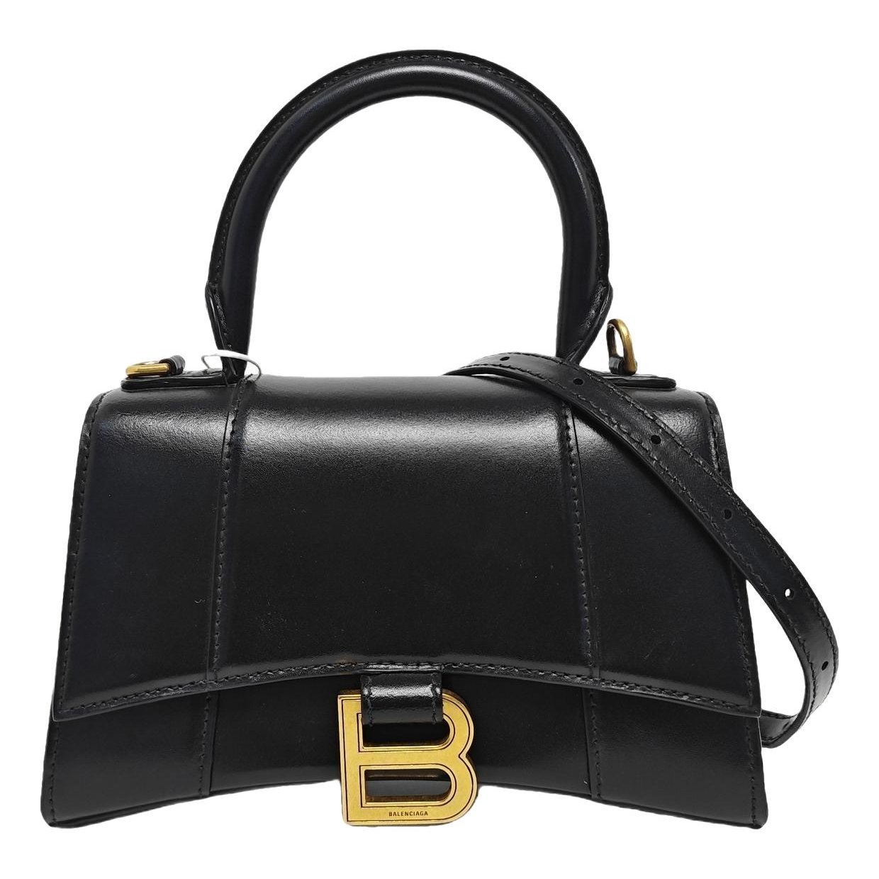 Hourglass leather handbag