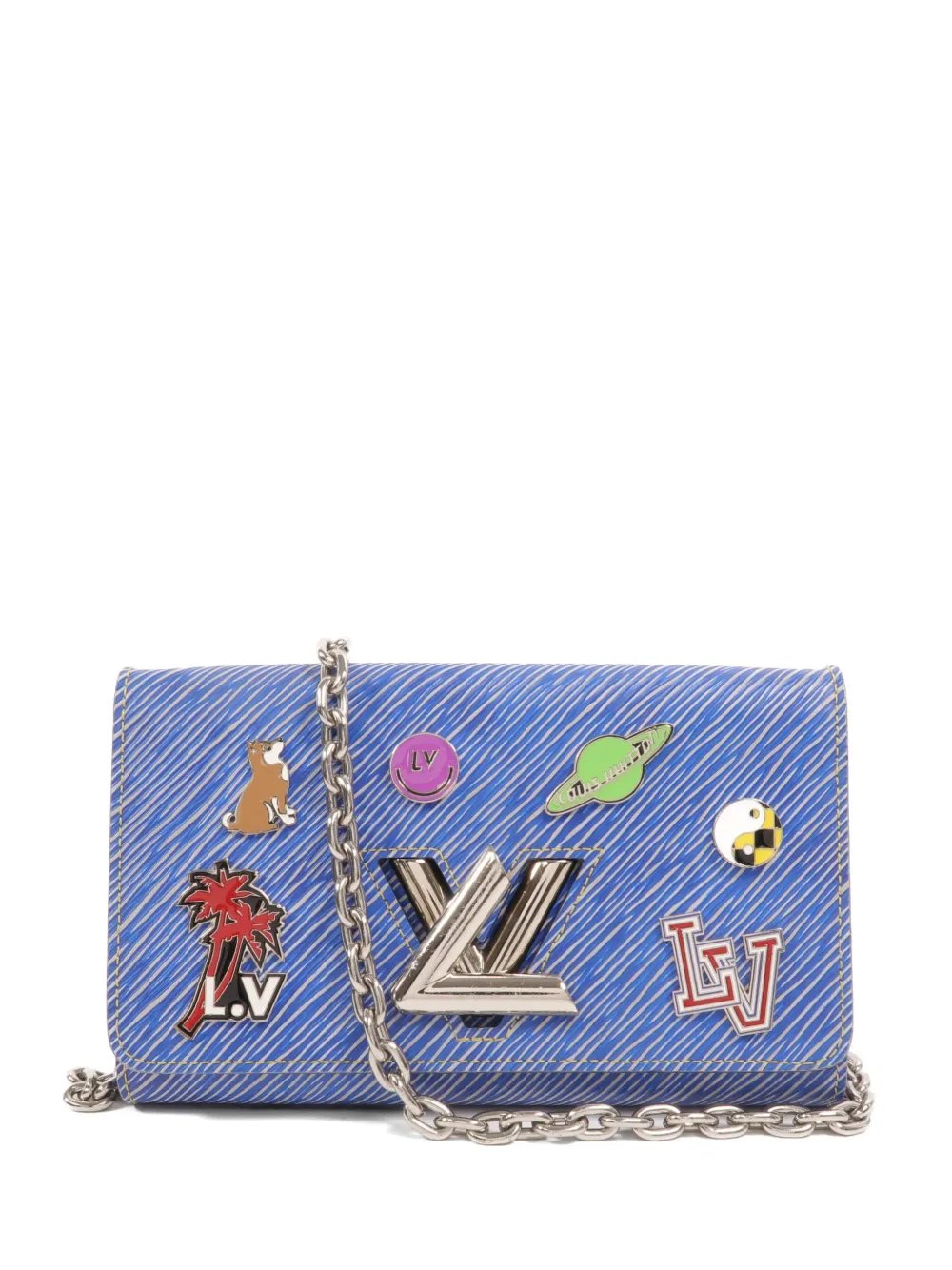 Twist chain-strap calfskin shoulder bag