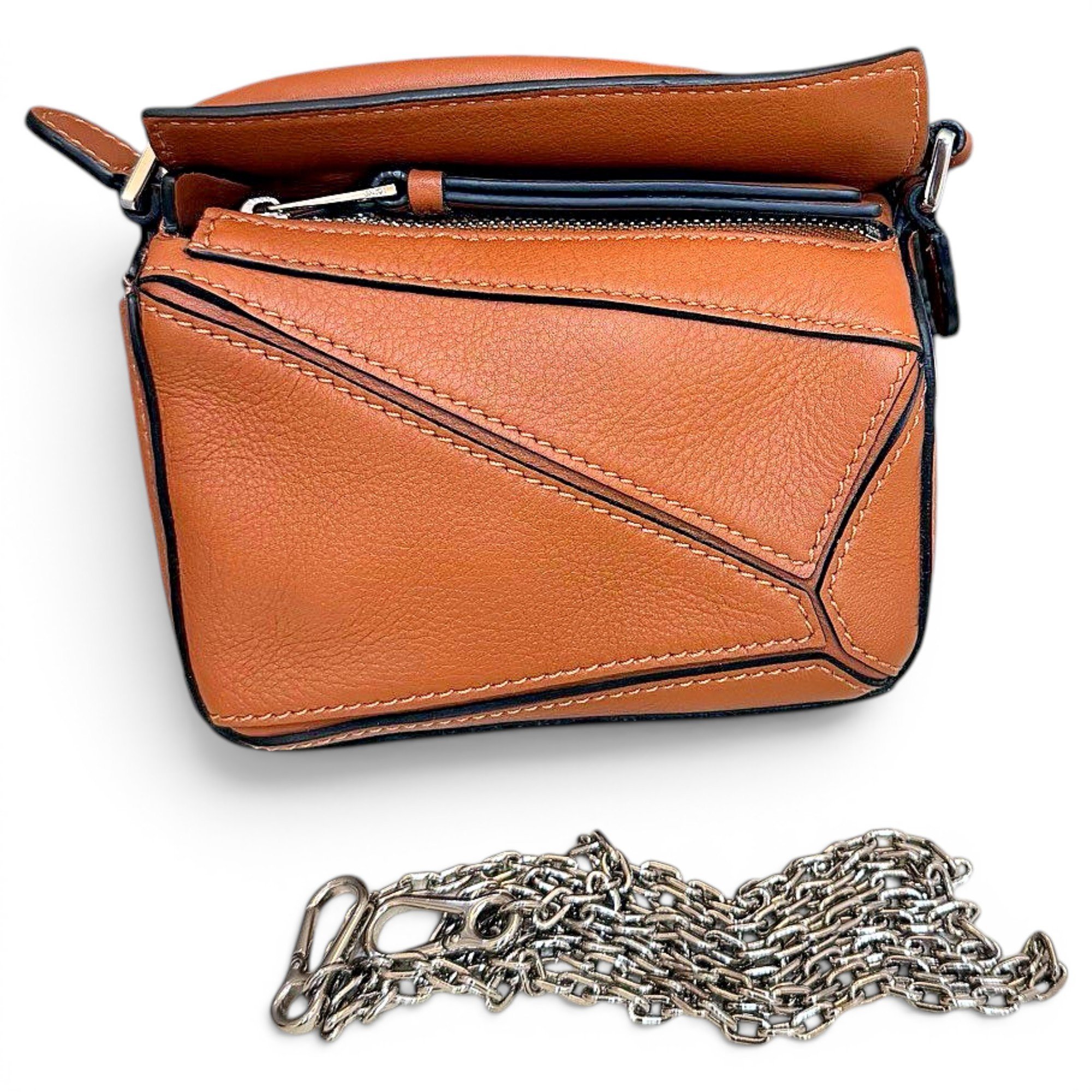 Puzzle leather handbag