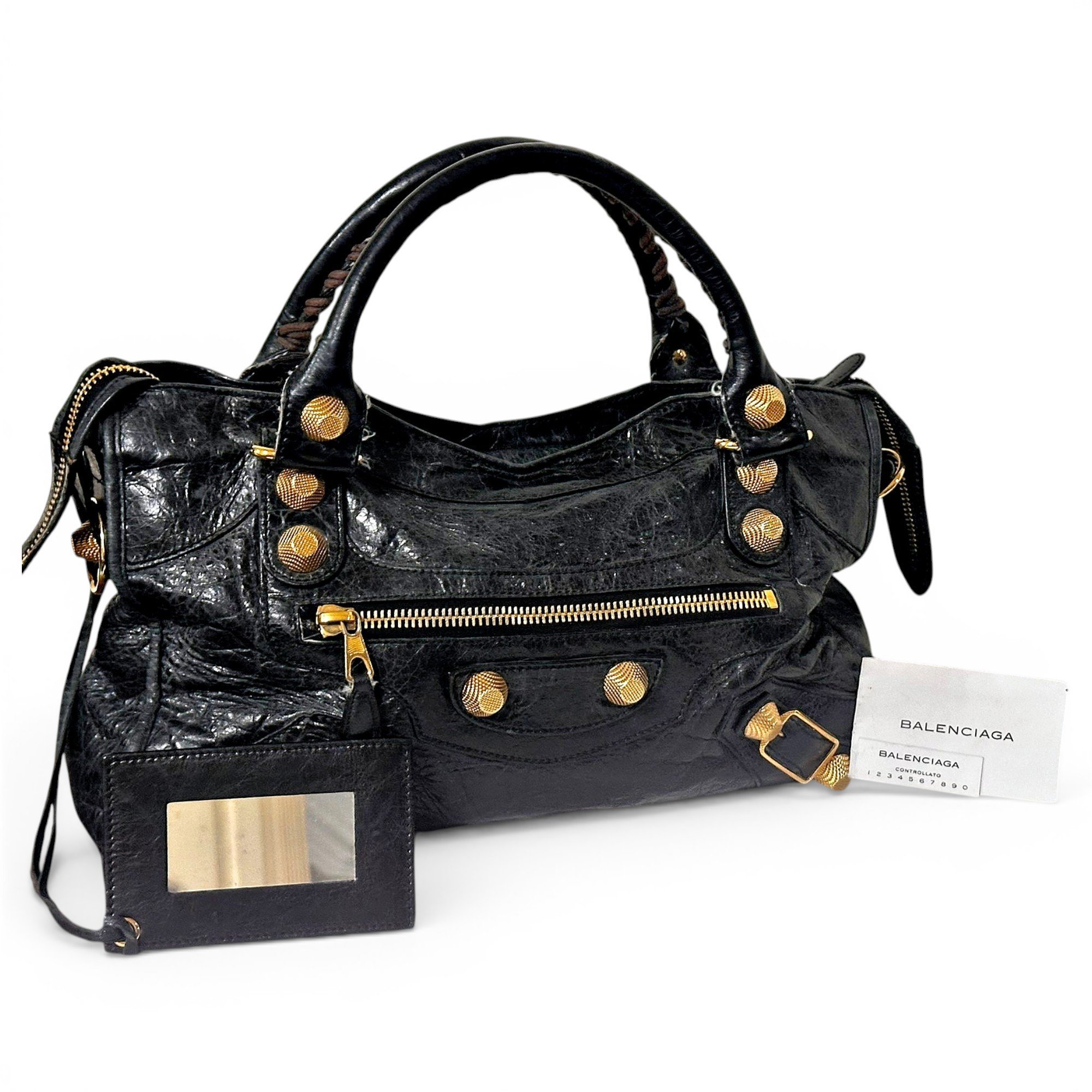 City leather handbag