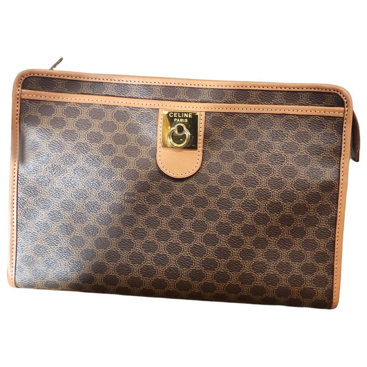 Triomphe Vintage leather clutch bag