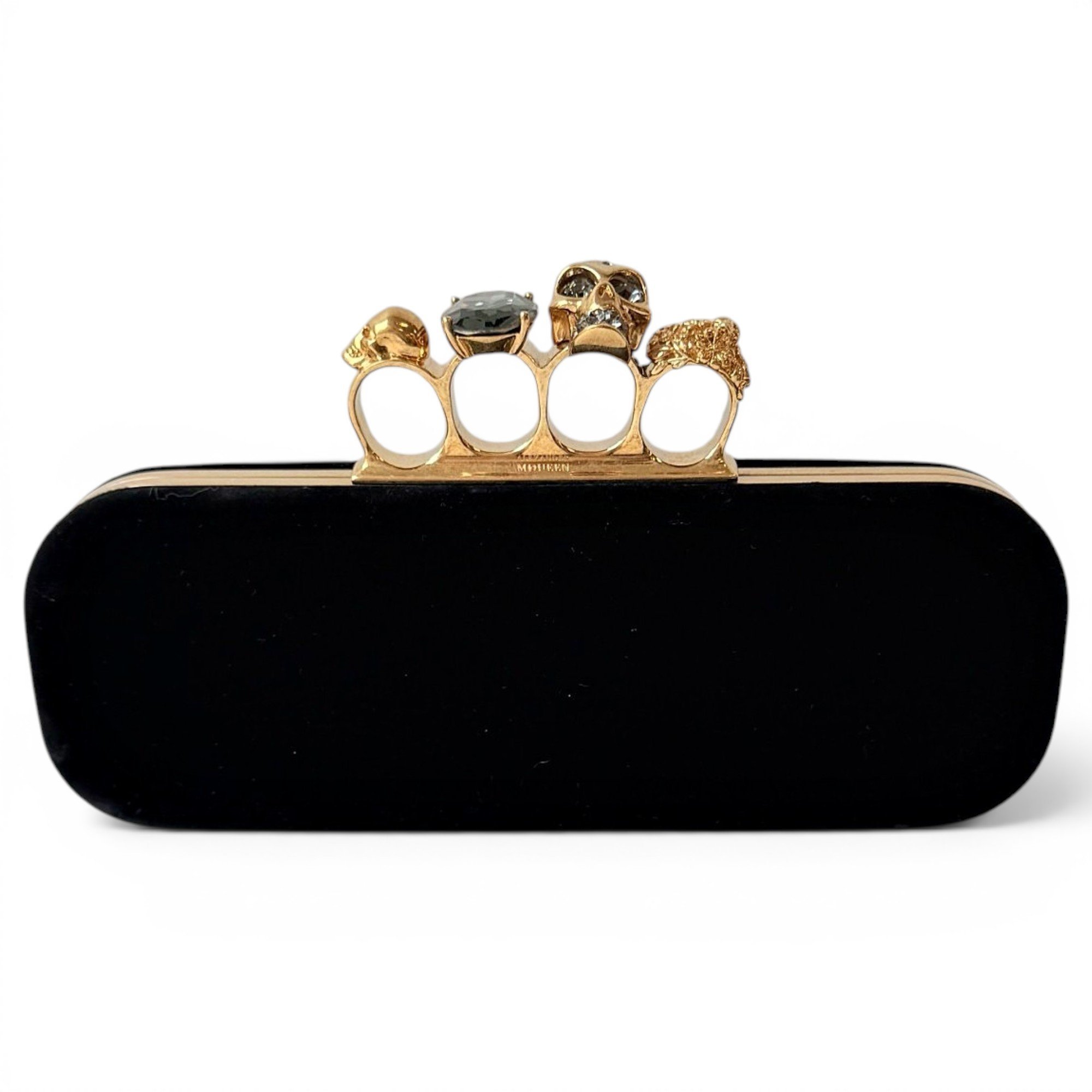 Knuckle velvet clutch bag