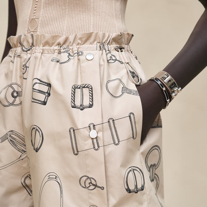 Beige Pierre d'Istrie "Cahier Du Colporteur" Shorts With Elastic Waist