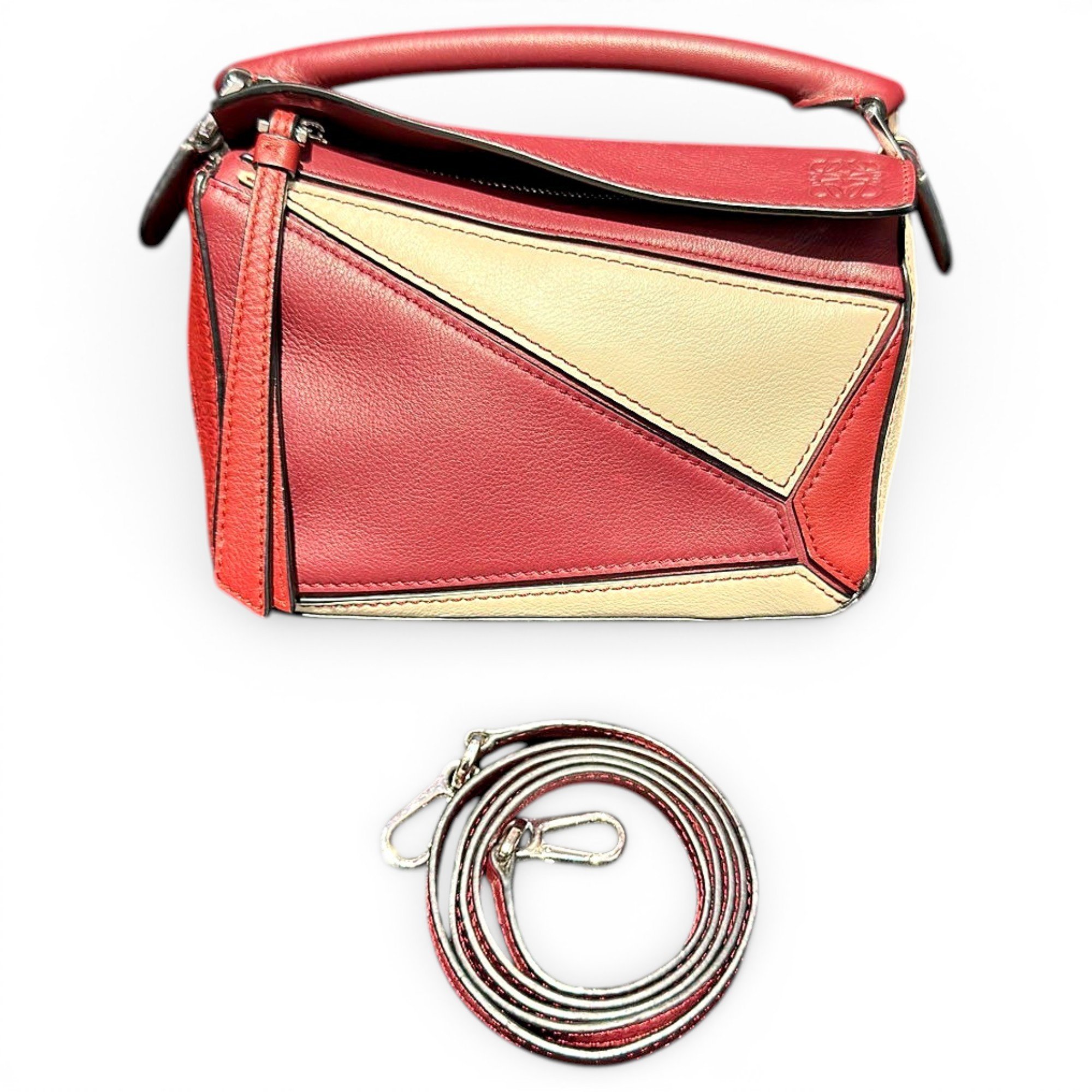 Puzzle leather handbag