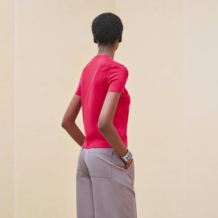 Rose Canneberge "Bandanas" Short-sleeve Sweater