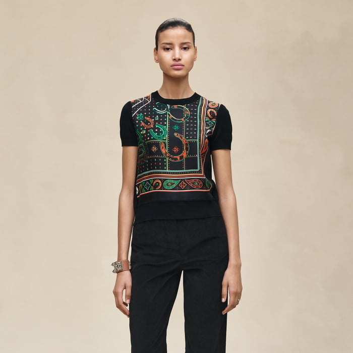 Noir "Porte-bonheur Bandana" Short-sleeve Sweater