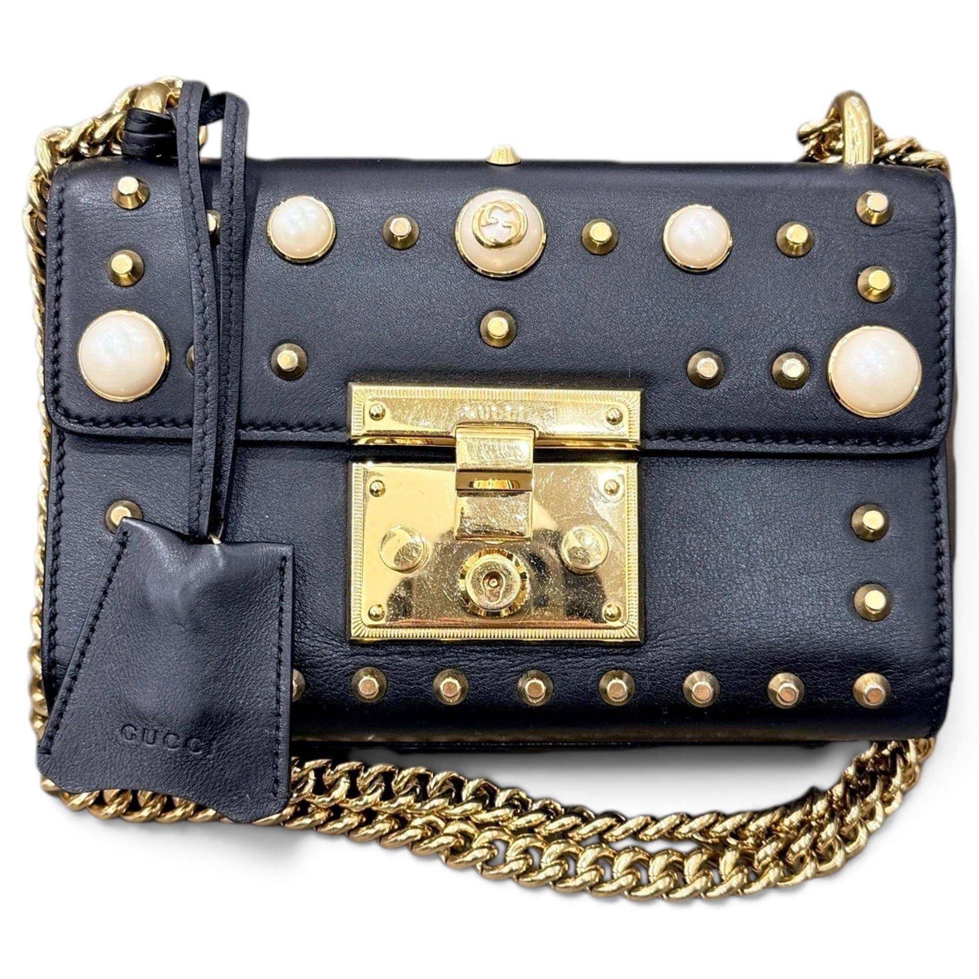 Padlock leather handbag