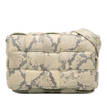 Goat Leather Python Embossed Goatskin Intrecciato Padded Cassette Crossbody