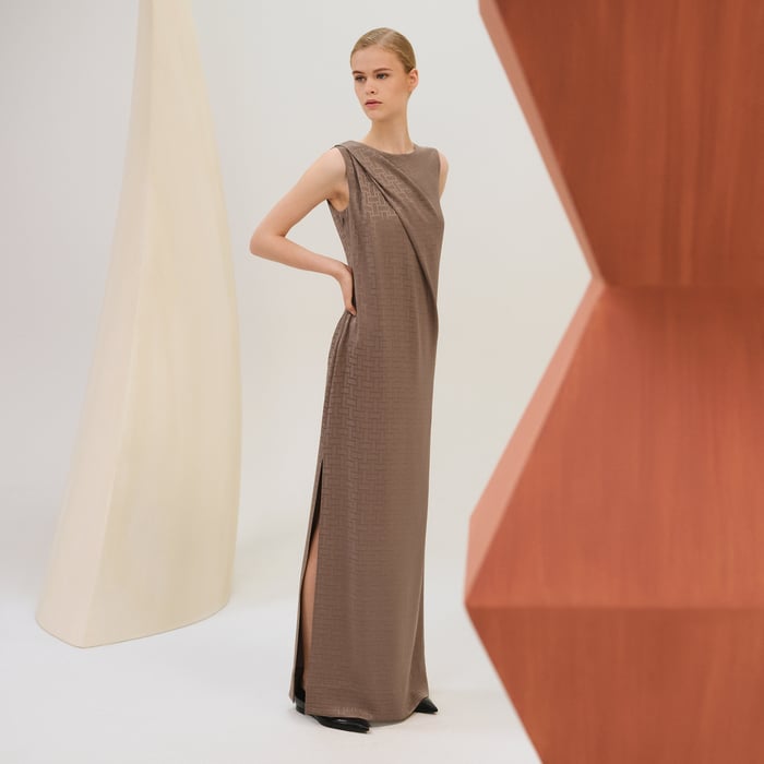 "Mosaique" Draped Long Dress