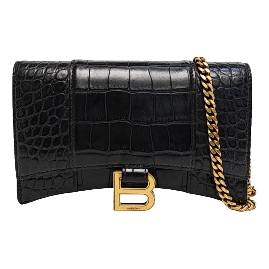 Hourglass leather handbag