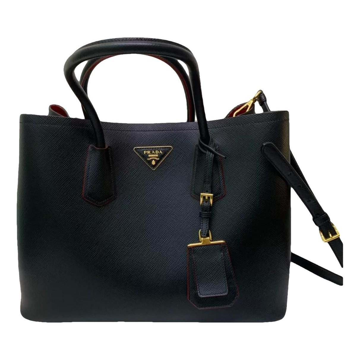 Double leather handbag