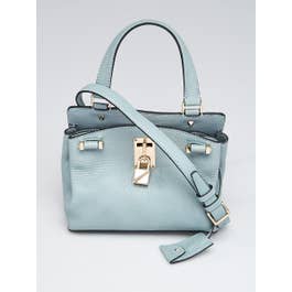 Valentino Valentino Light Blue Pebbled Leather Rockstud Joylock Small Bag