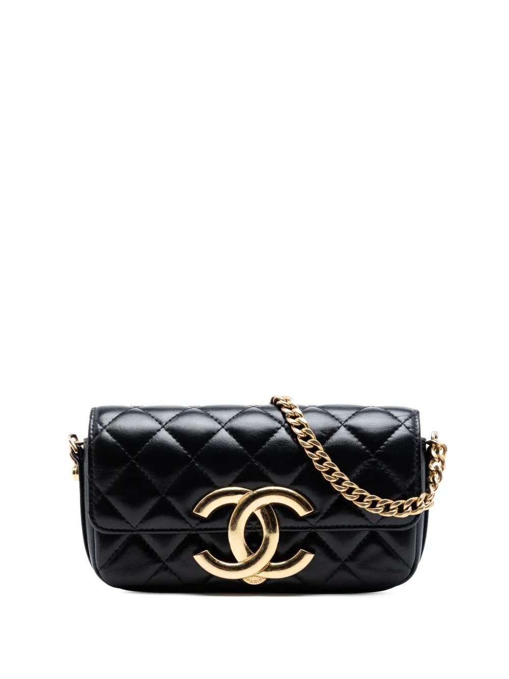2021-2026 Quilted Lambskin Giant CC Flap Phone Holder with Chain crossbody bag