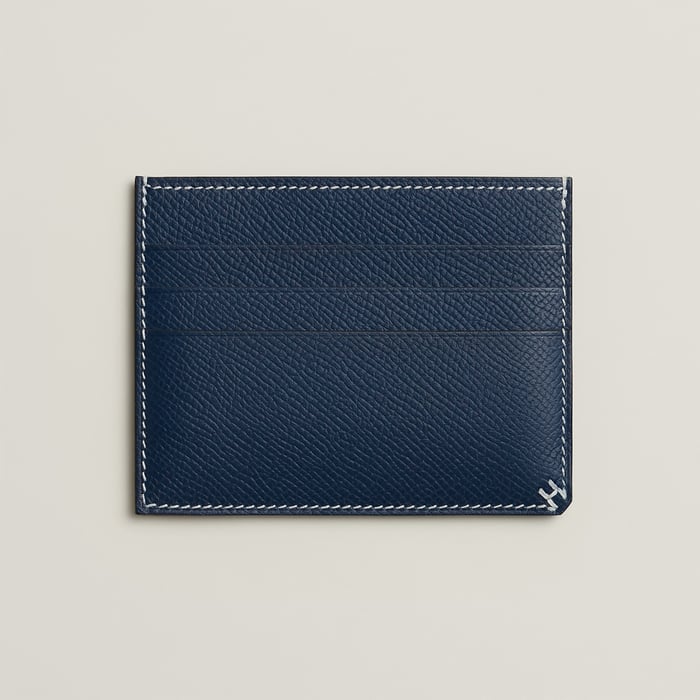 Navy H Sellier Card Holder